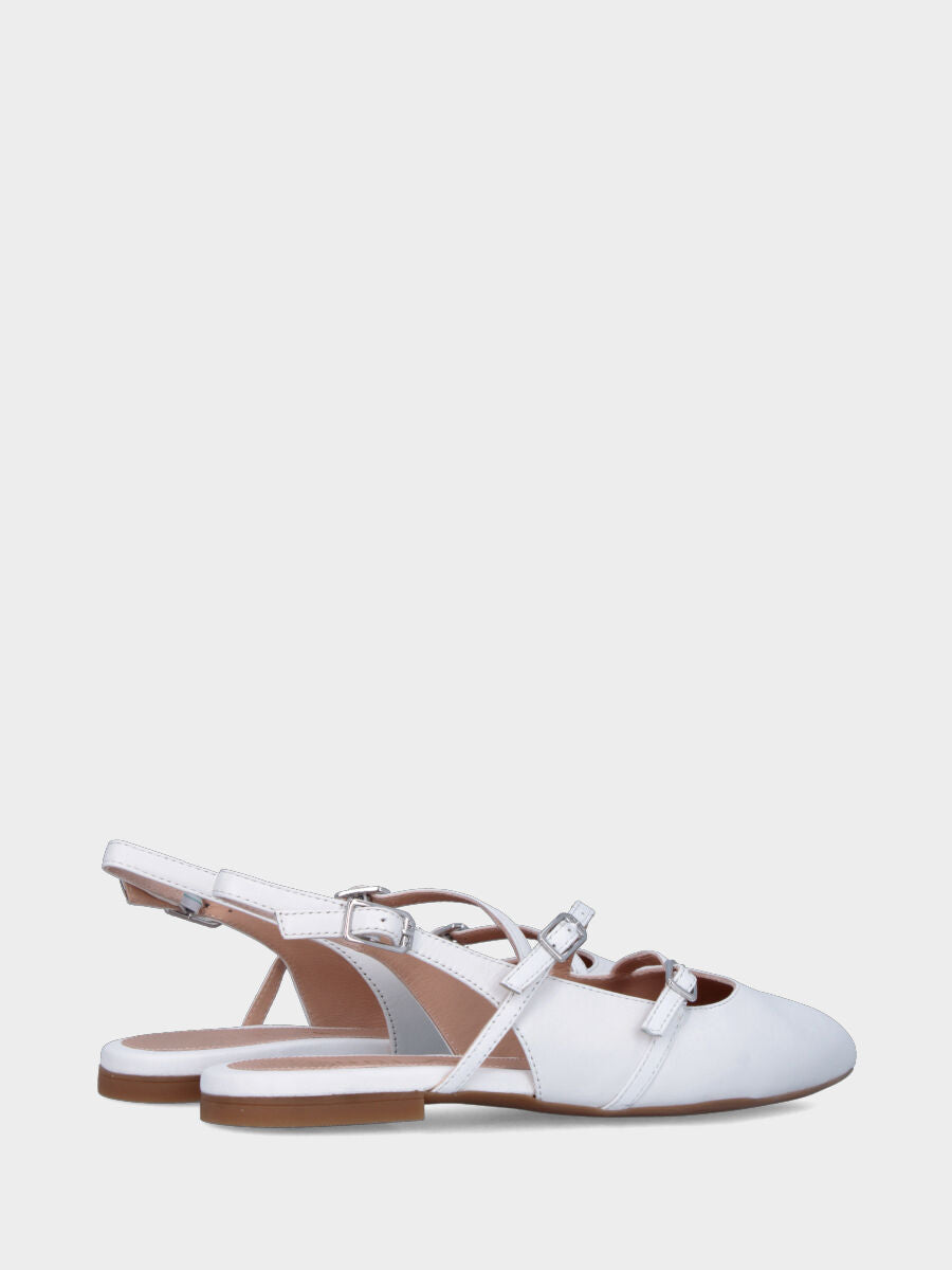 Slingback in nappa bianca a punta affusolata con doppio cinturino