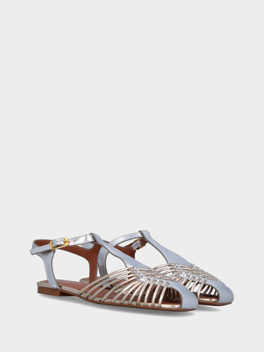 Sandalo monoblocco in vitello rosso con fascia ripiegata