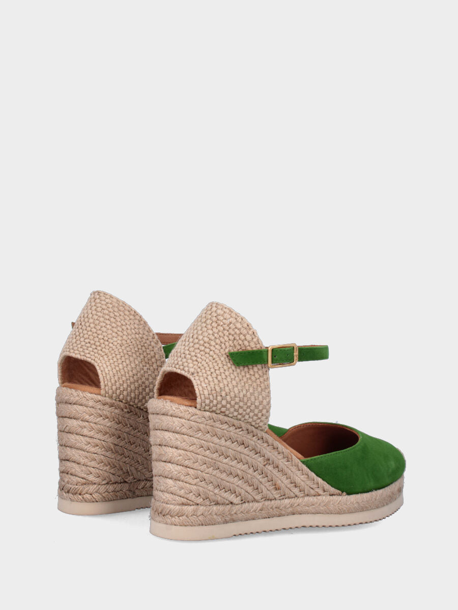 Campesina in camoscio verde con zeppa 70 mm