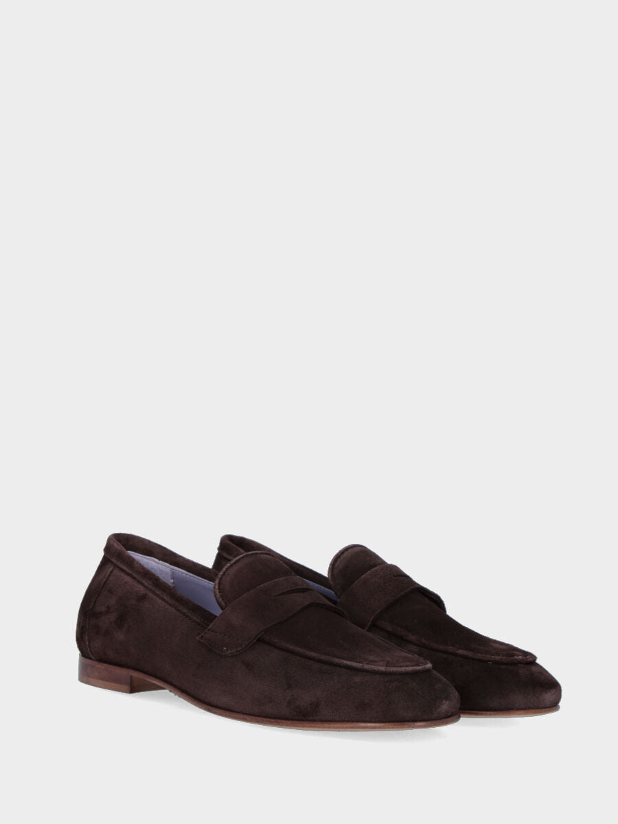 Mocassino in camoscio testa di moro con vaschetta ripiegata