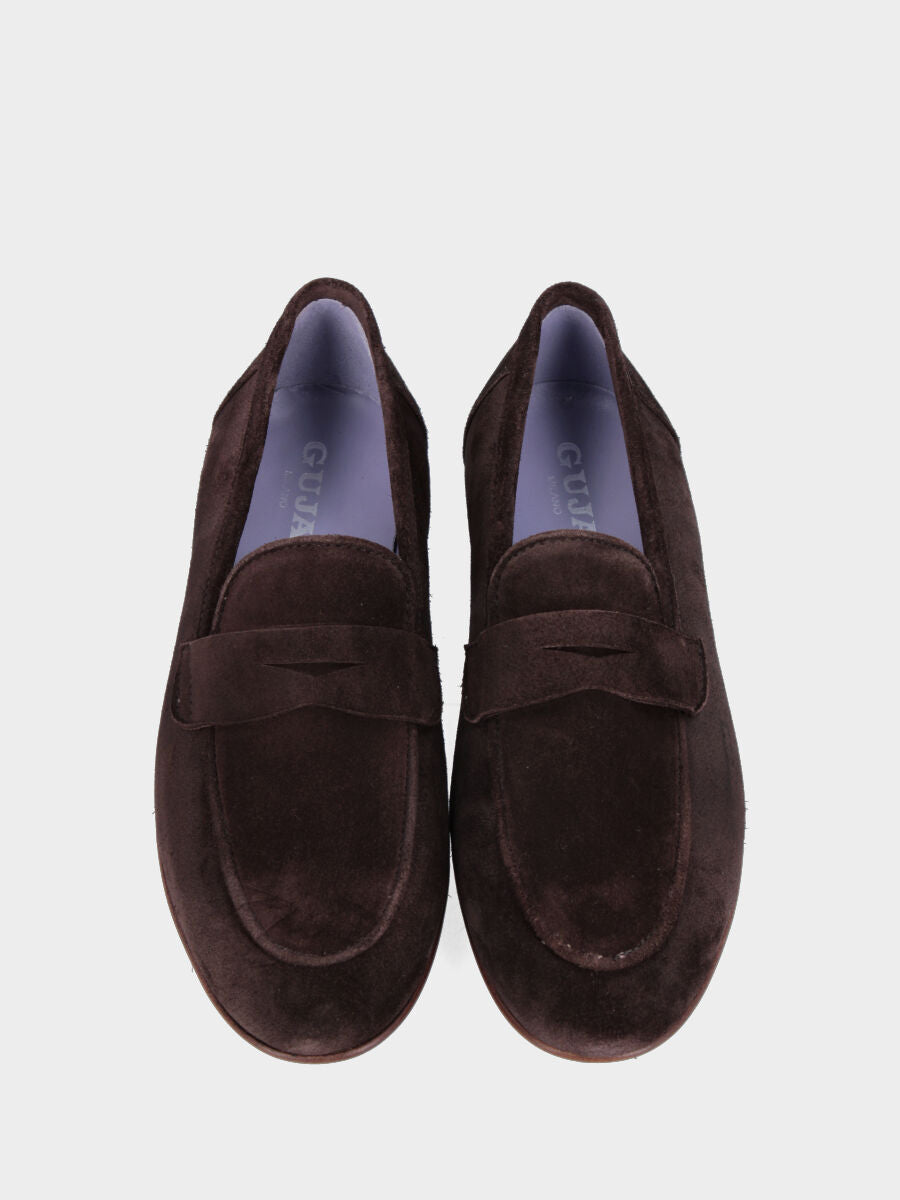 Mocassino in camoscio testa di moro con vaschetta ripiegata