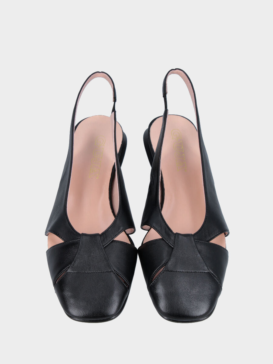 Slingback in nappa nera con tomaia incrociata