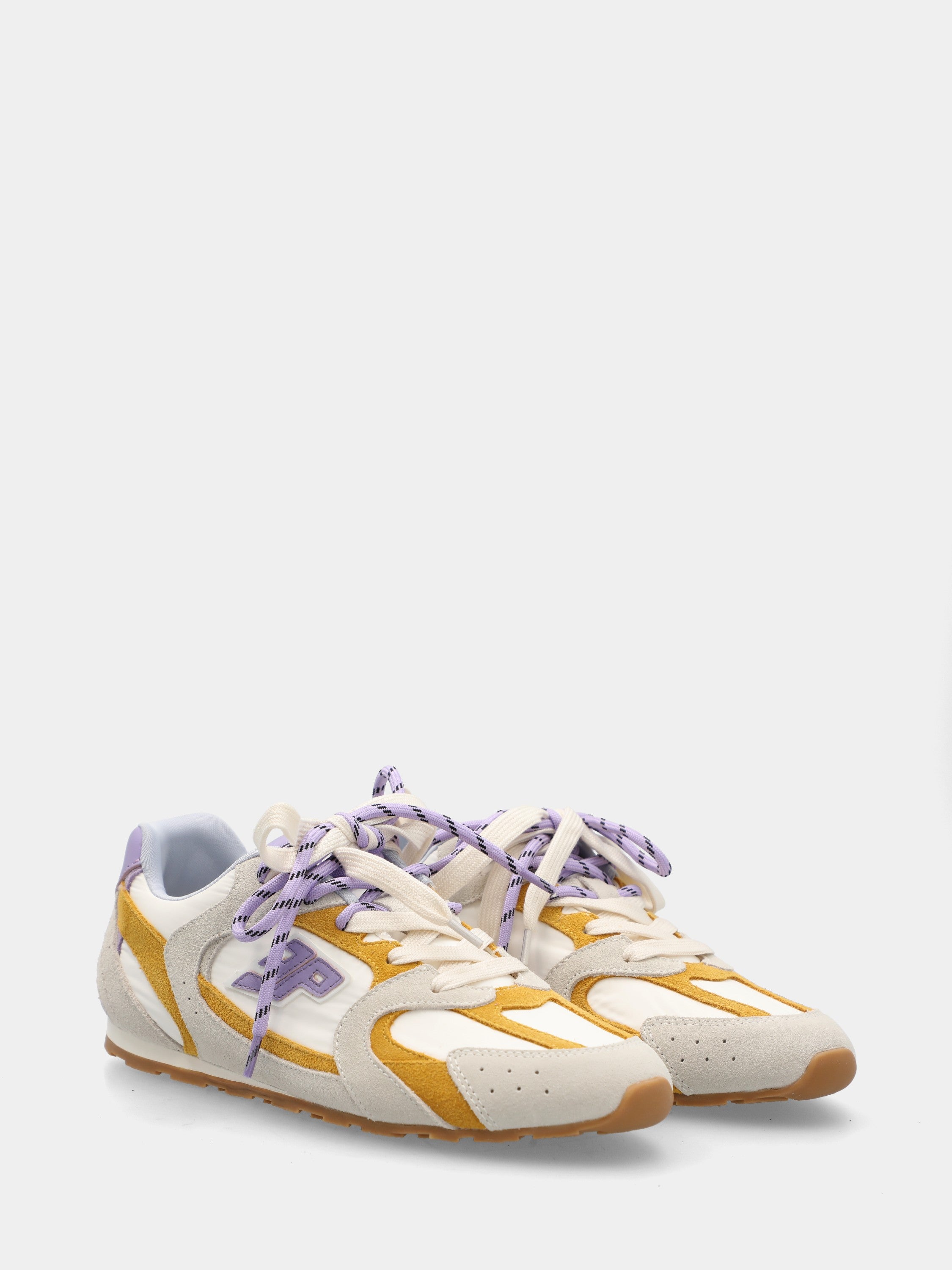 Baskets de course en suède multicolore avec doubles lacets