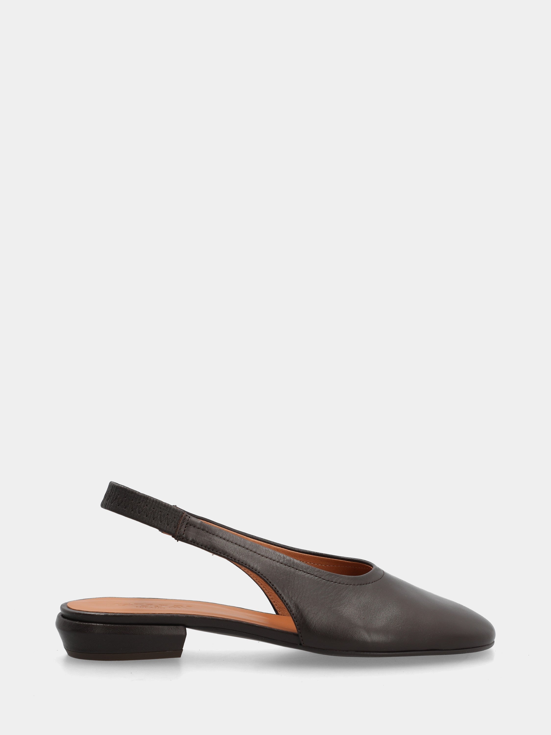 Slingback aus dunkelbraunem Kalbsleder mit Blockabsatz