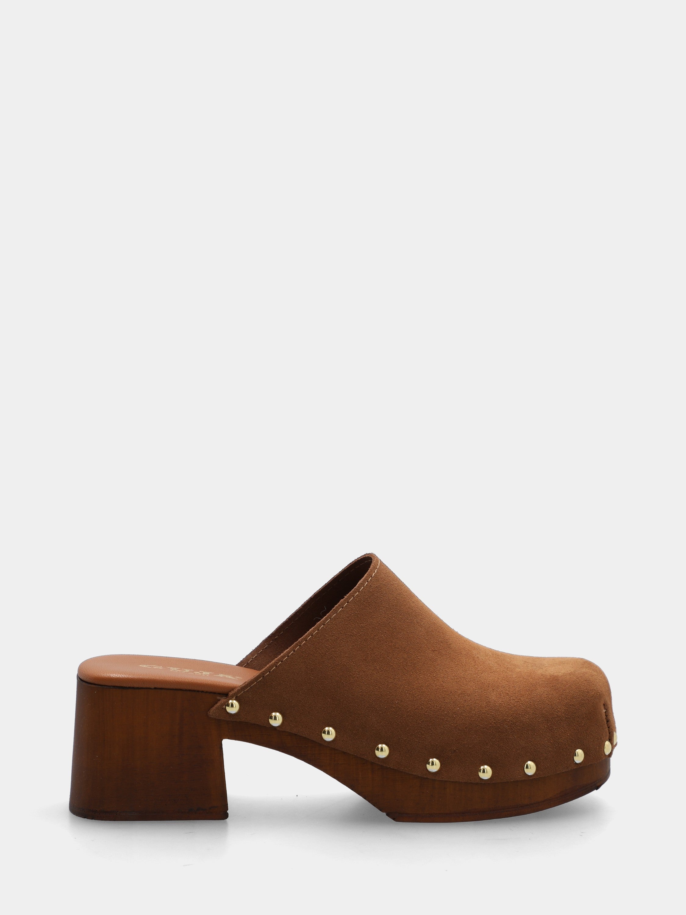 Sabot in velour cuoio con pianta chiodata
