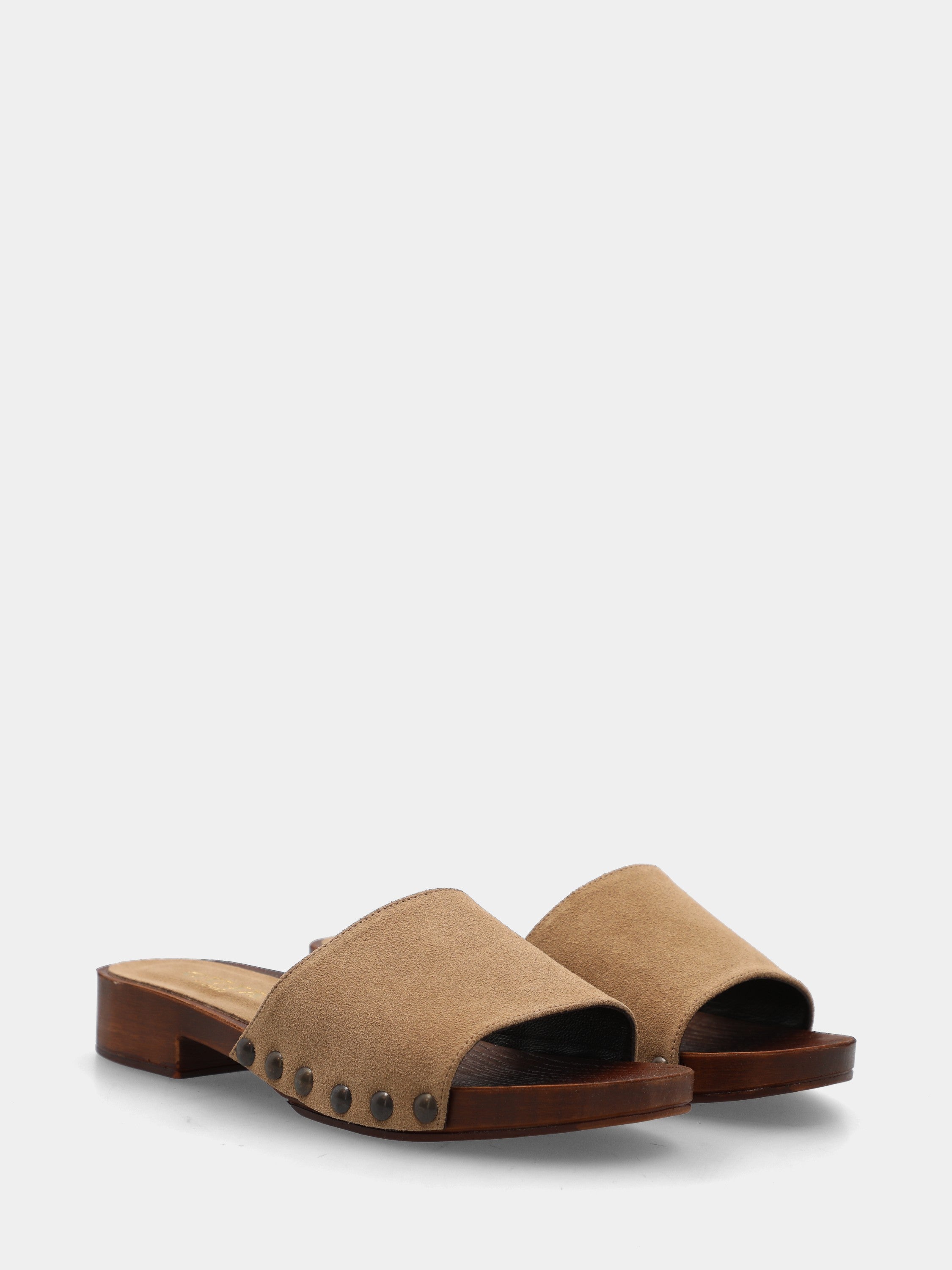 Sabot in velour talpa con fascia chiodata
