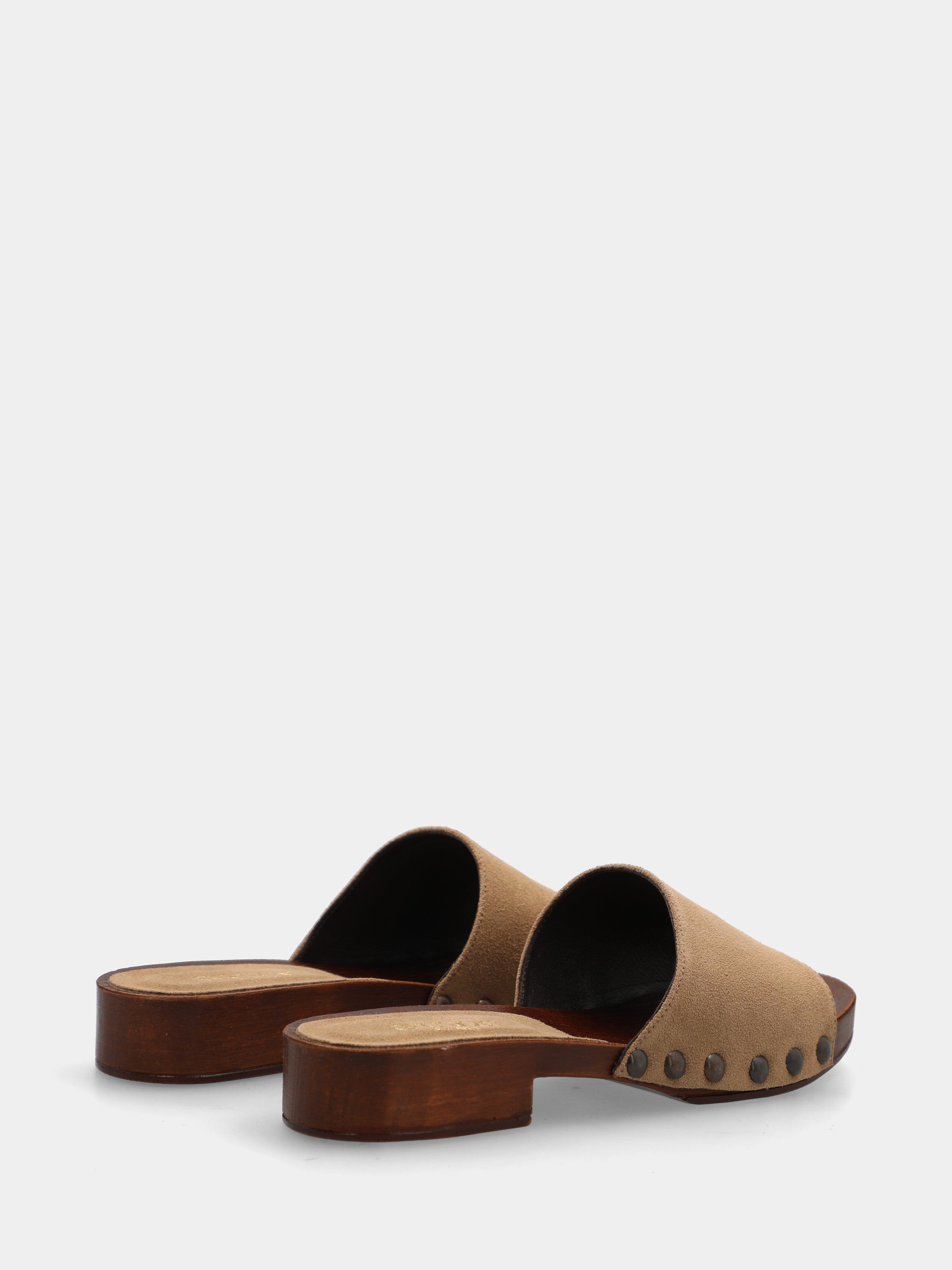 Sabot in velour talpa con fascia chiodata