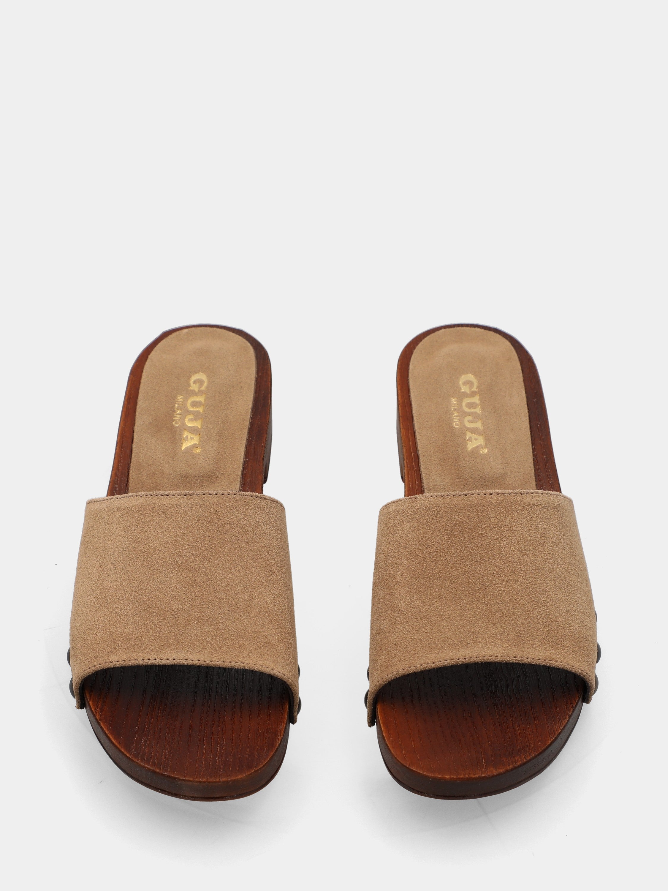 Sabot in velour talpa con fascia chiodata