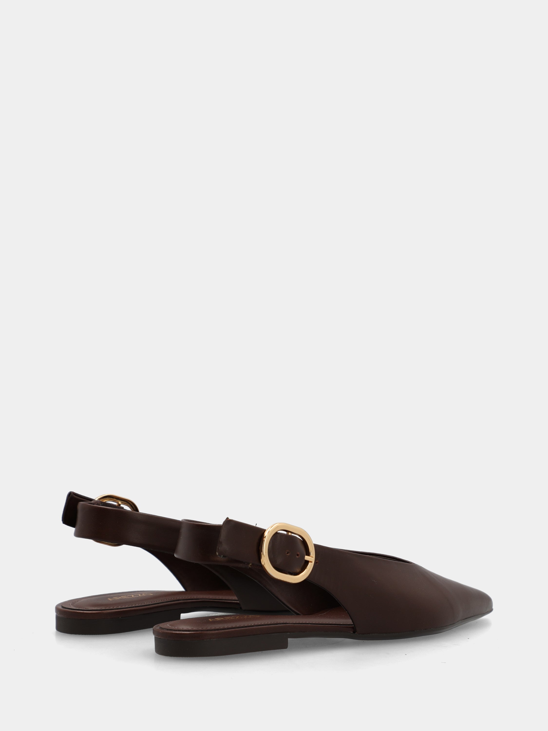 Slingback in vitello testa di moro con punta sfilata e tacco basso