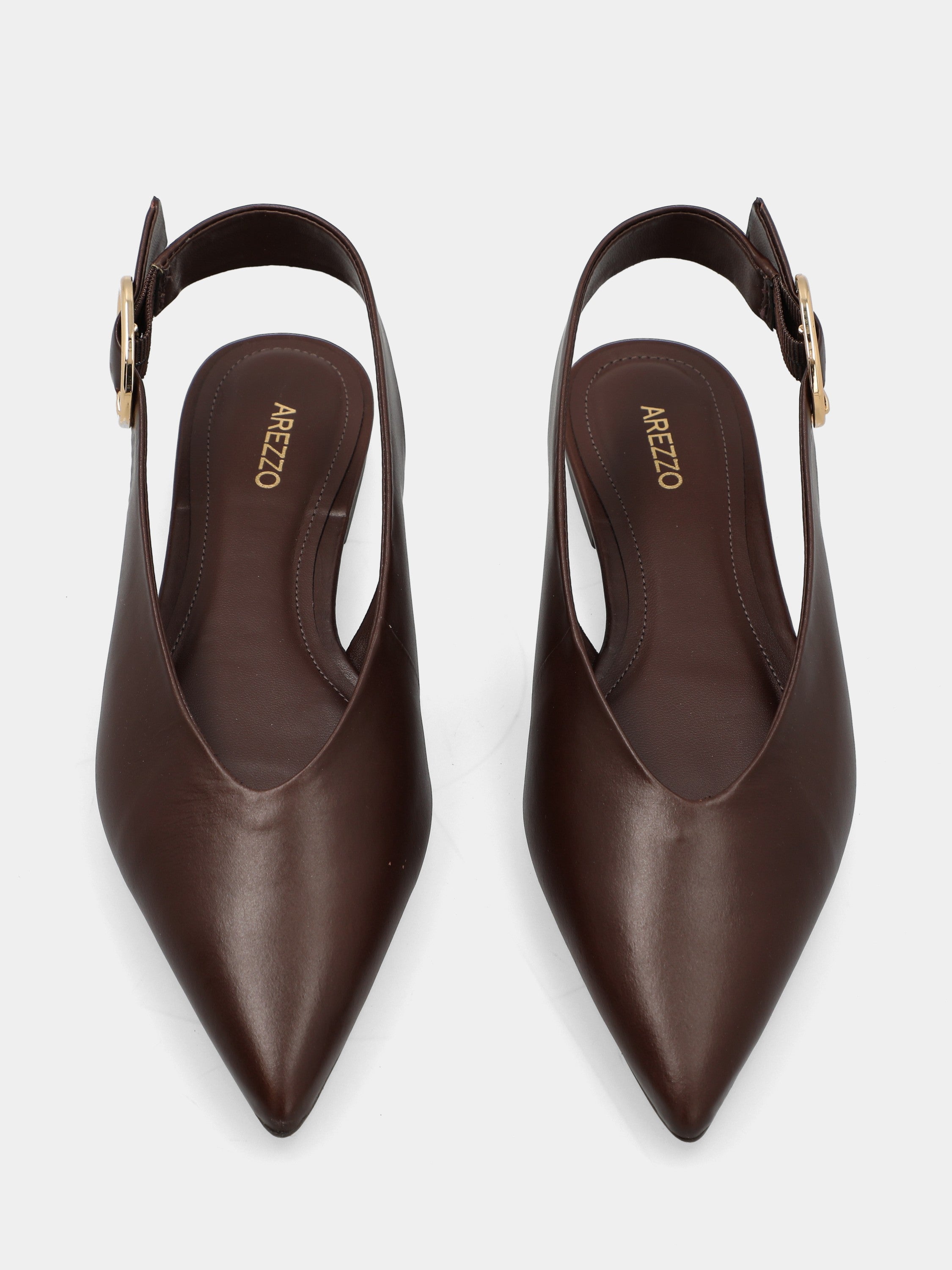 Slingback in vitello testa di moro con punta sfilata e tacco basso