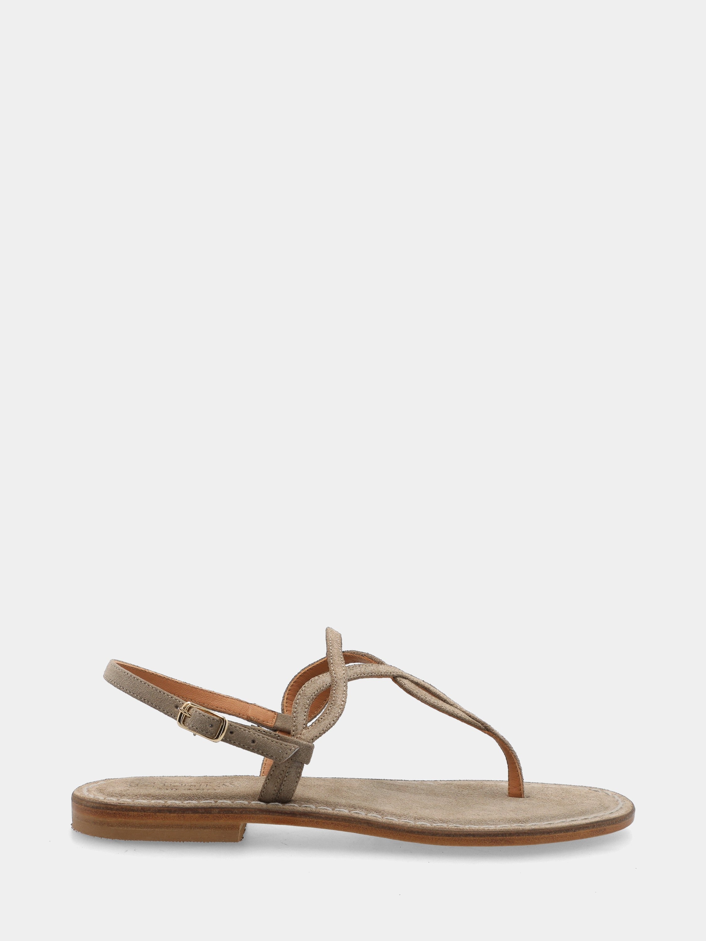 Infradito in camoscio beige con listini ondulati