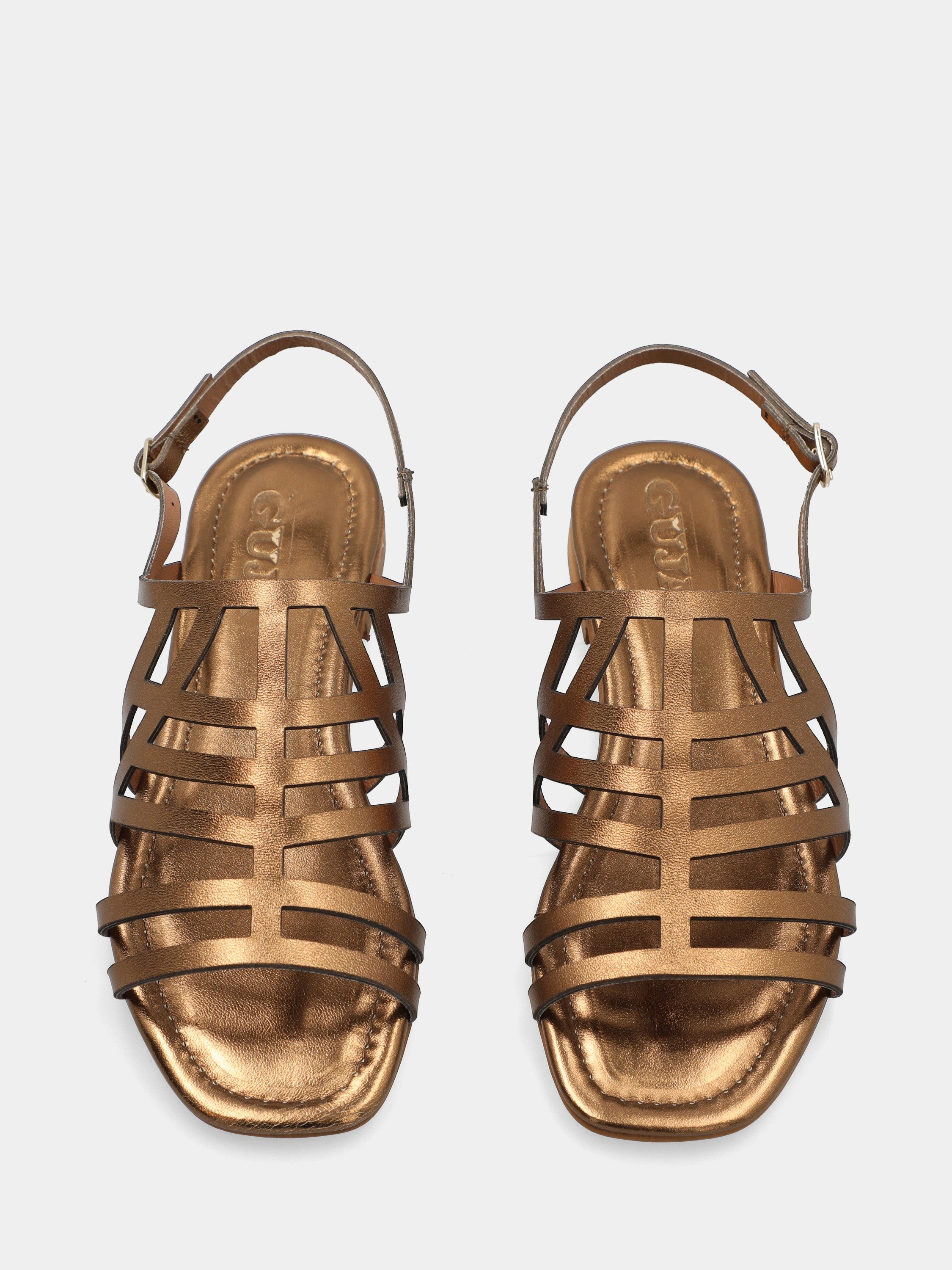 Sandalo in laminato bronzo con listini lasertag