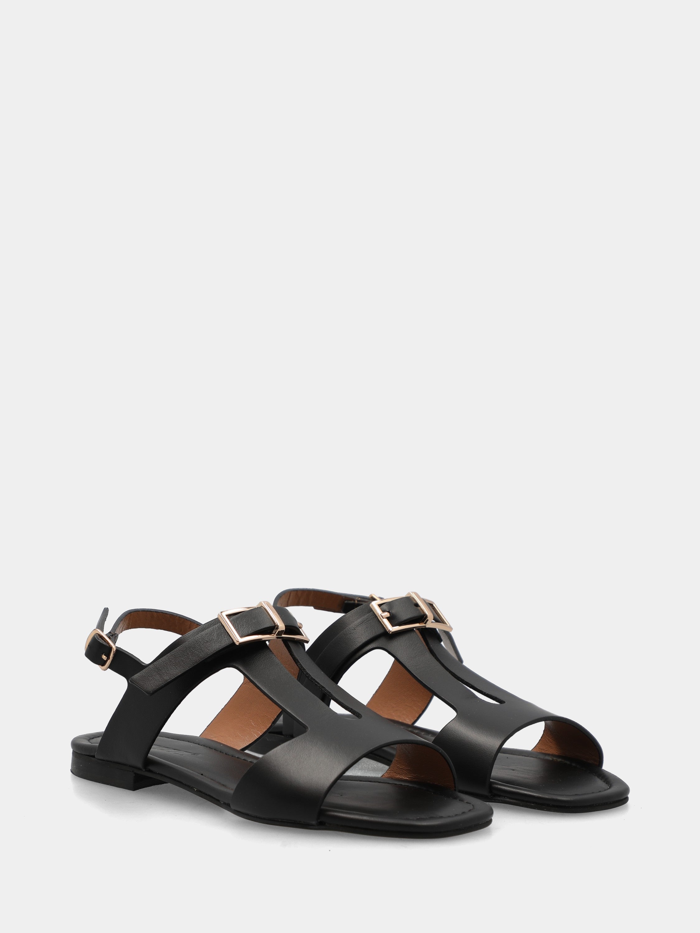 Sandalo in nappa nero con doppio cinturino
