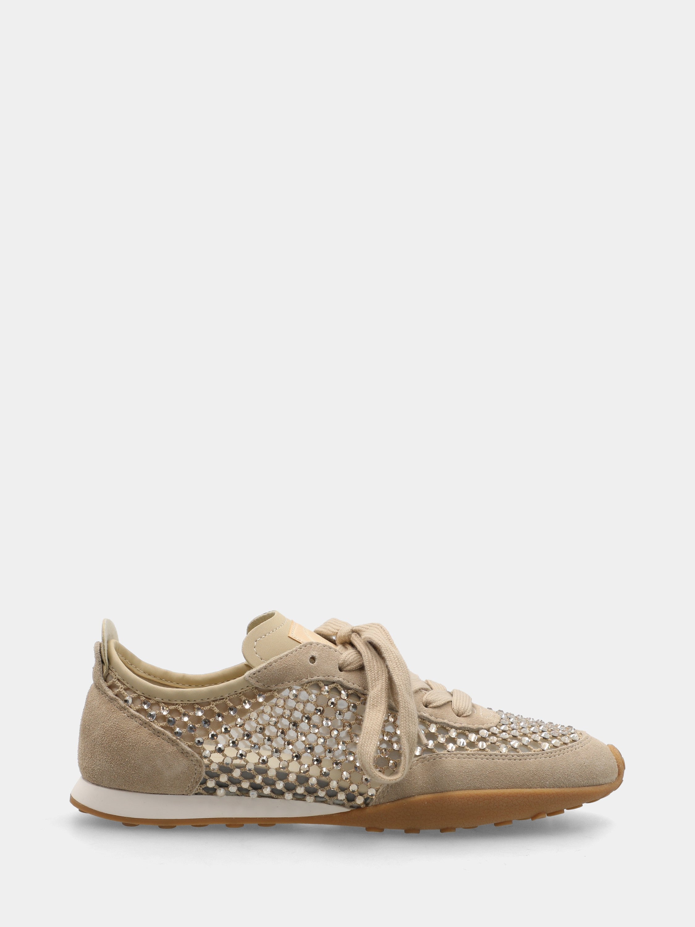 Sneakers in camoscio oro con dettagli in strass