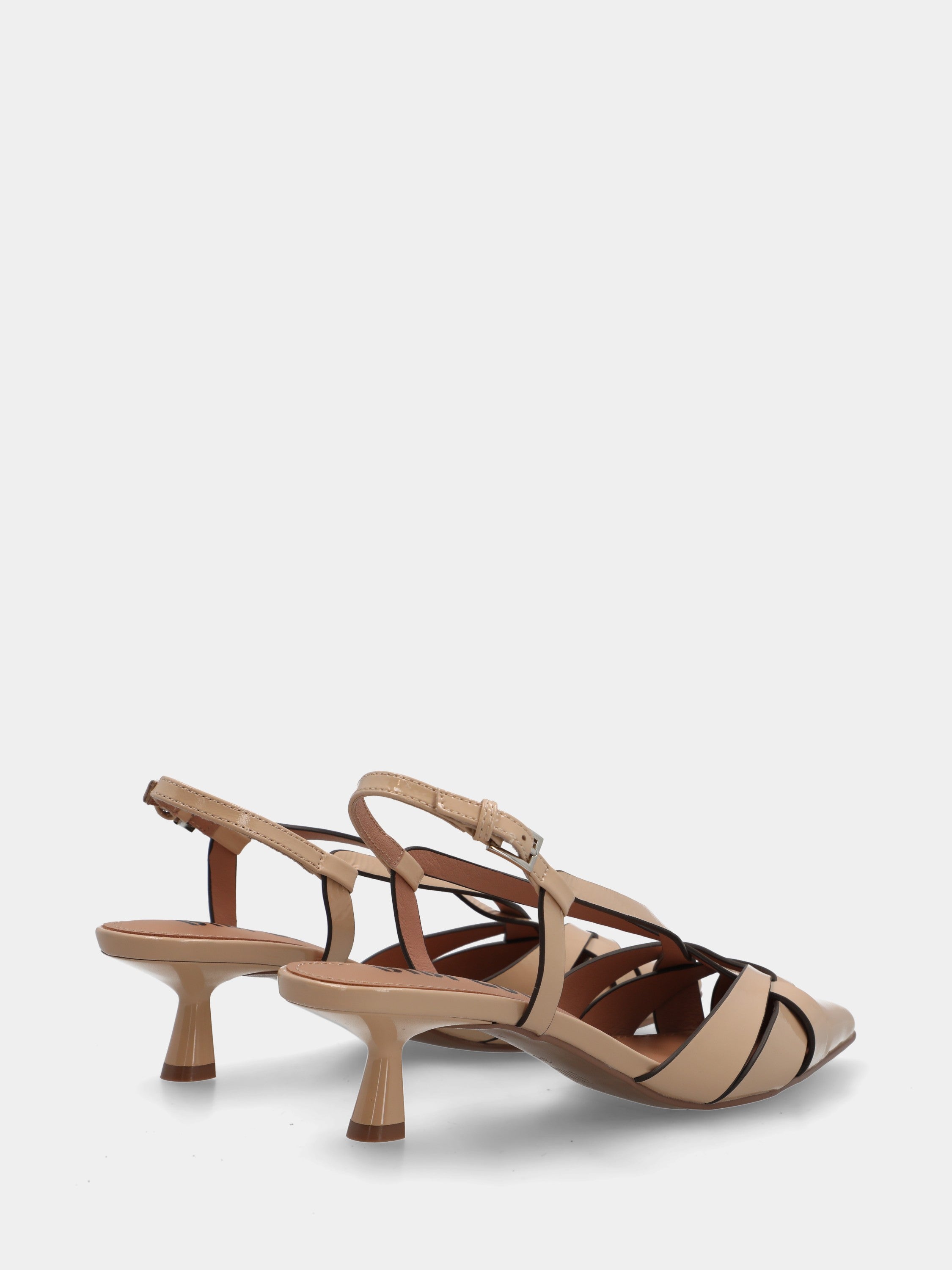Slingback in vitello beige con cinturini incrociati