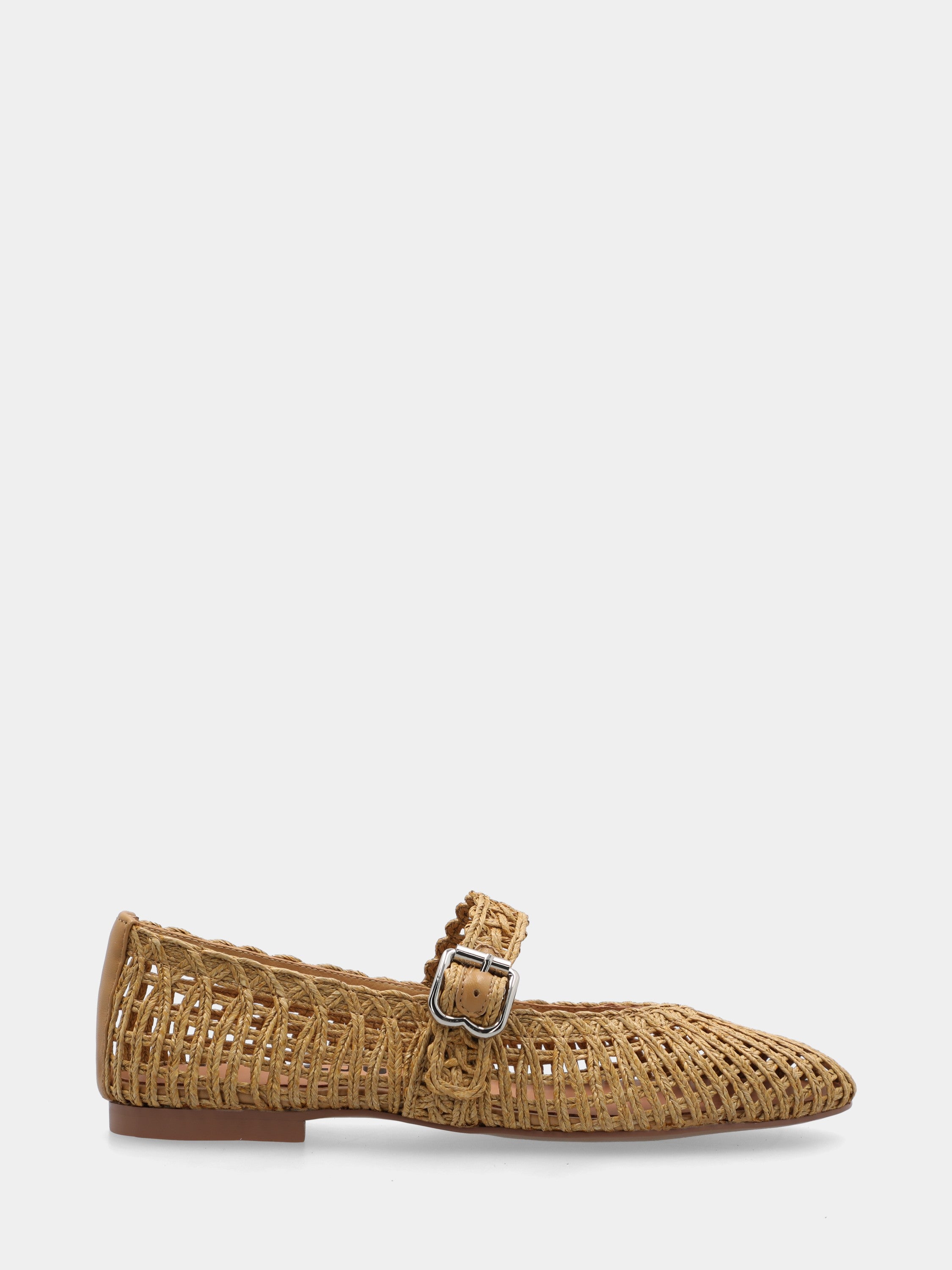 Ballerina mary jane in raffia beige intrecciata