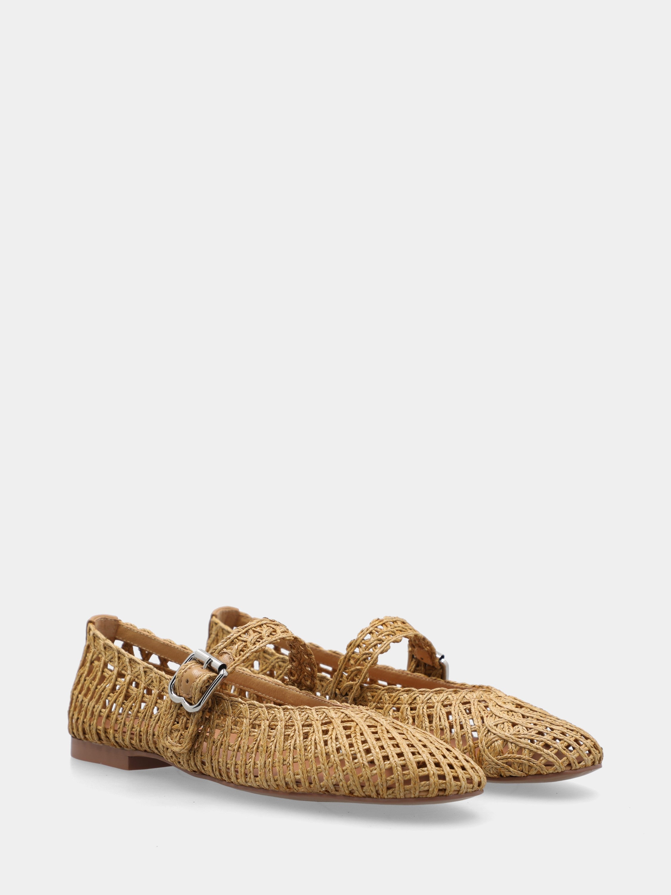 Ballerina mary jane in raffia beige intrecciata