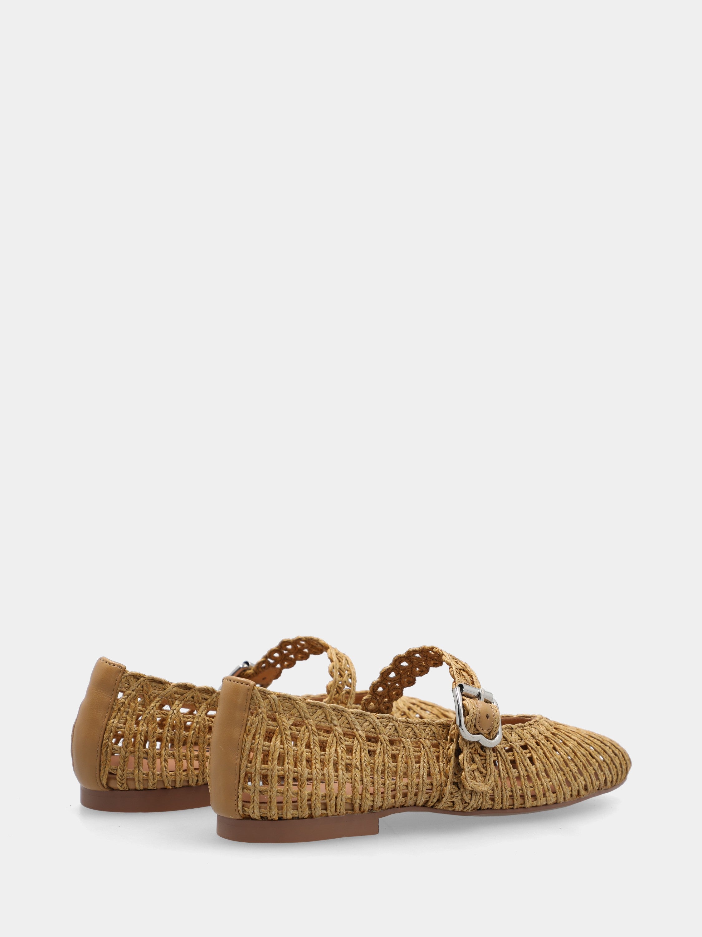 Ballerina mary jane in raffia beige intrecciata