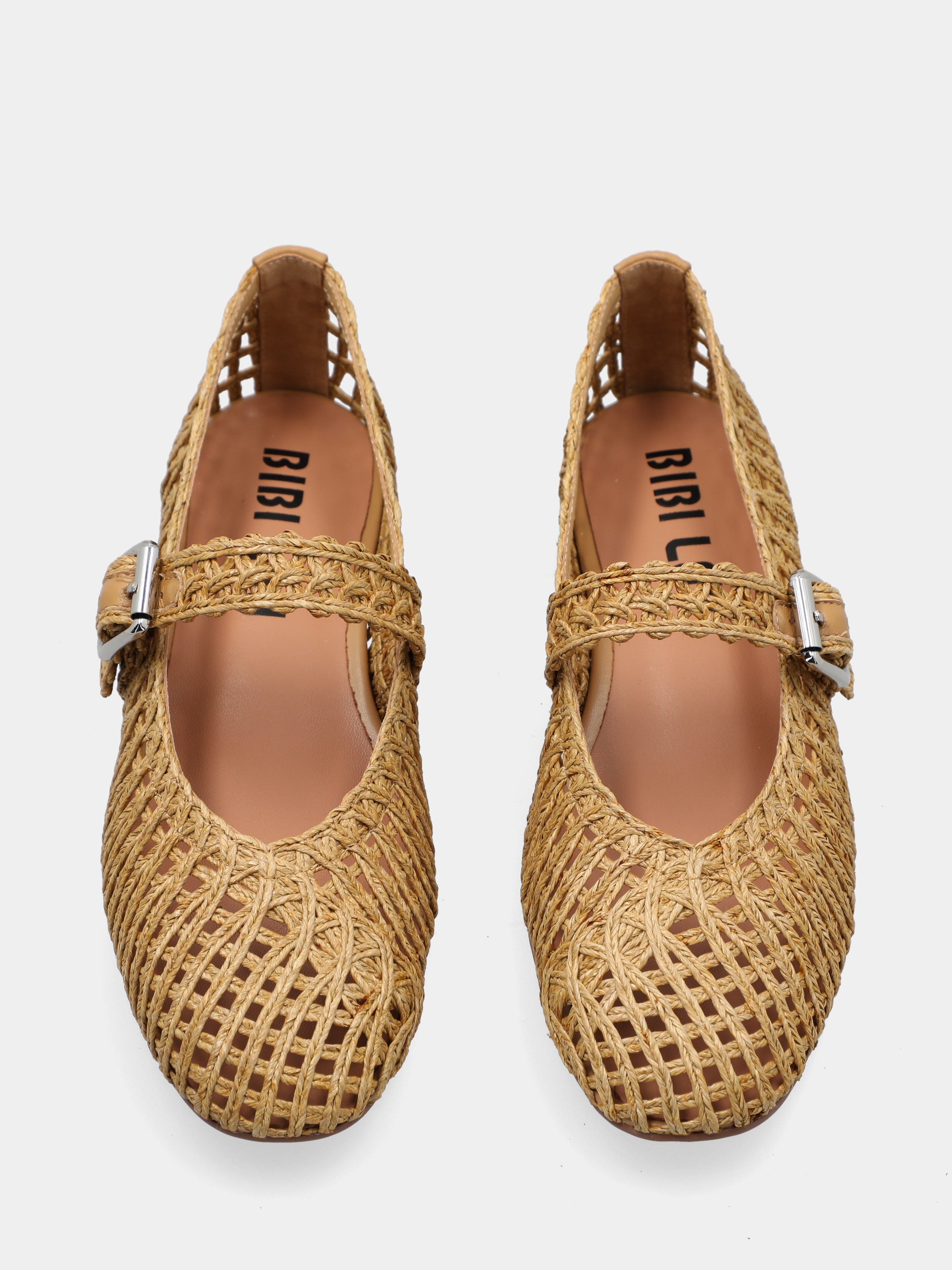 Ballerina mary jane in raffia beige intrecciata