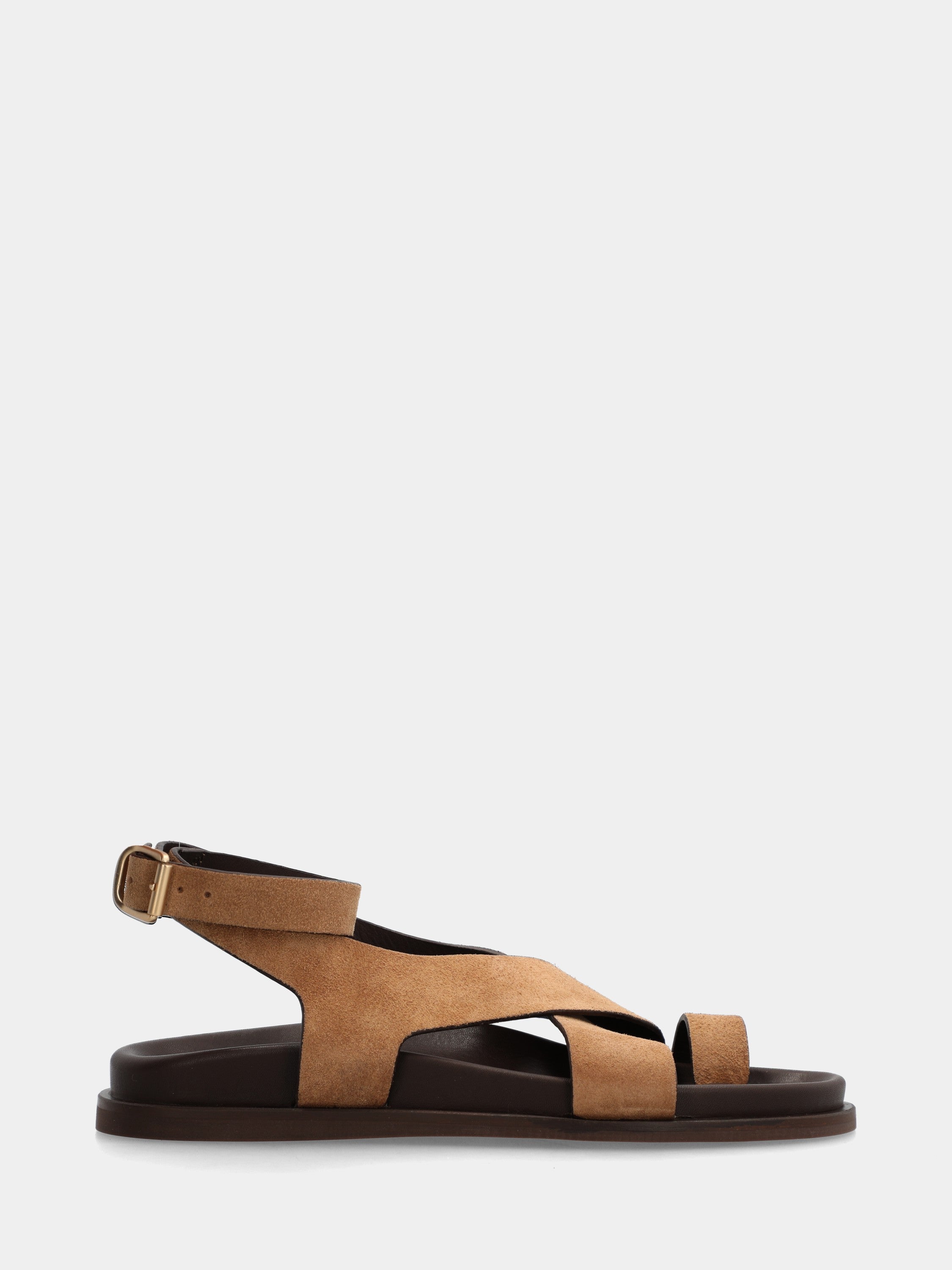 Infradito in velour beige con fasce incrociate