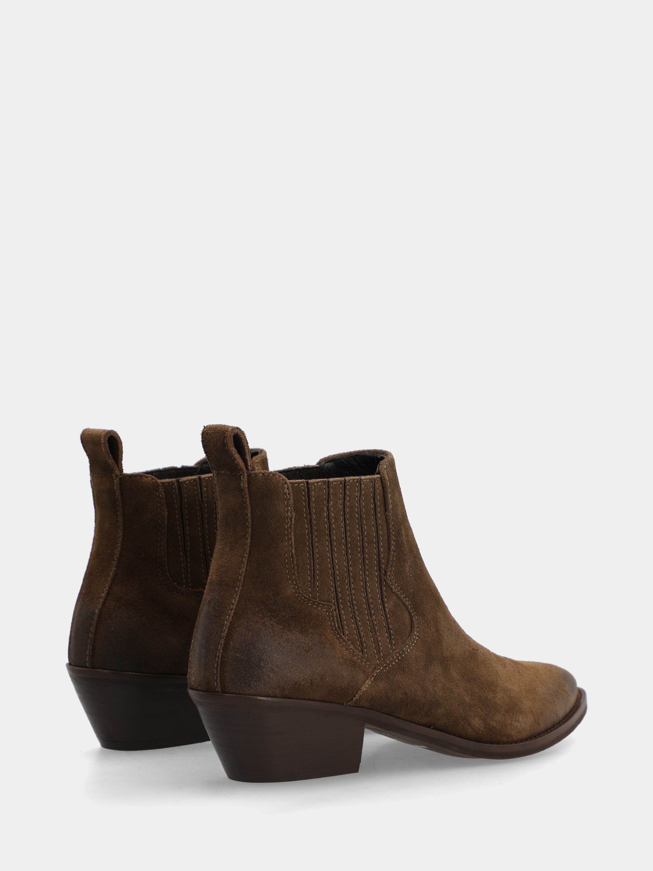 Cowboystiefel Stiefeletten aus dunkelbraunem Wildleder mit Stickerei