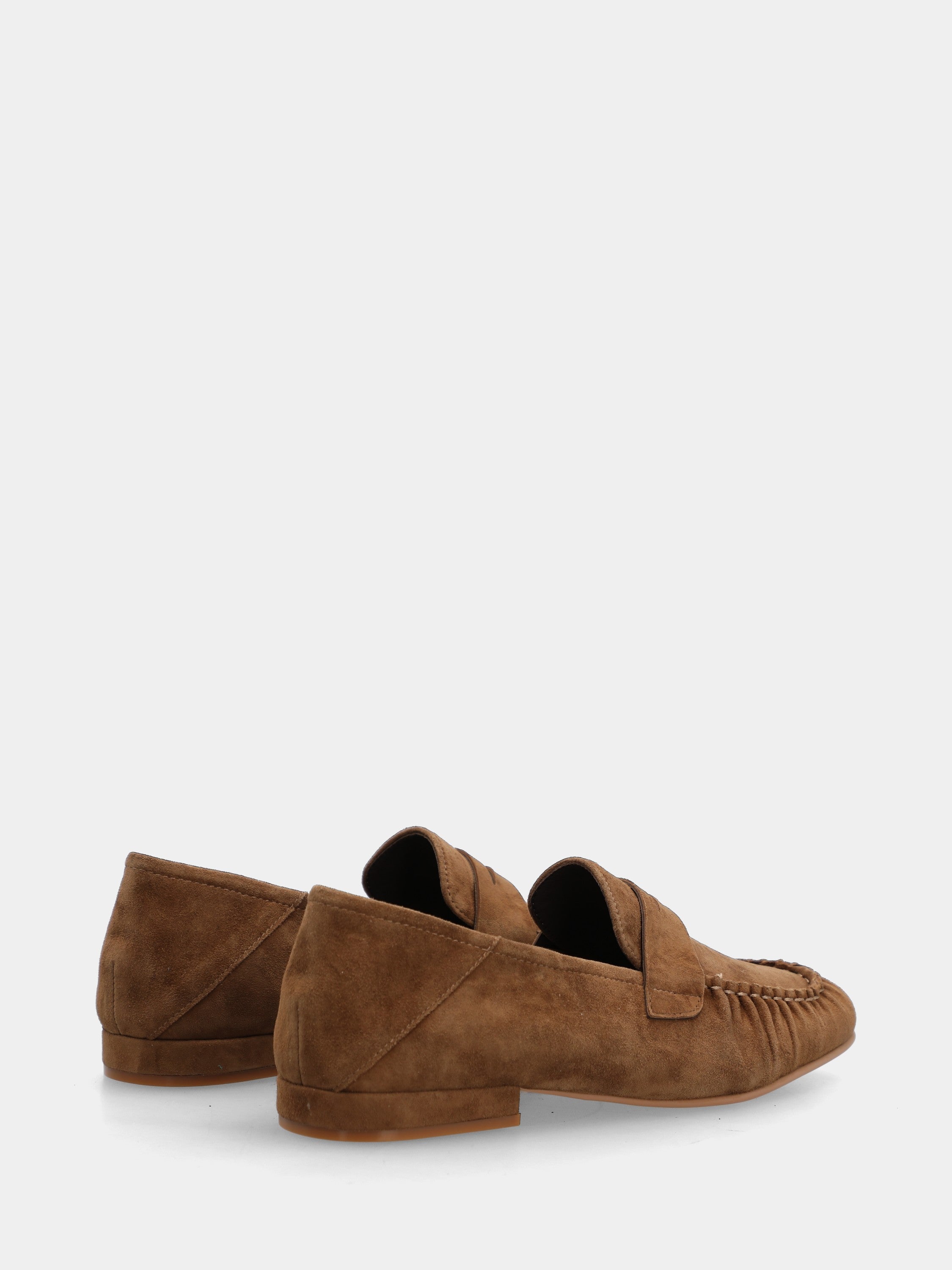 Mocassin en suède marron avec masque en forme de bouche de lion