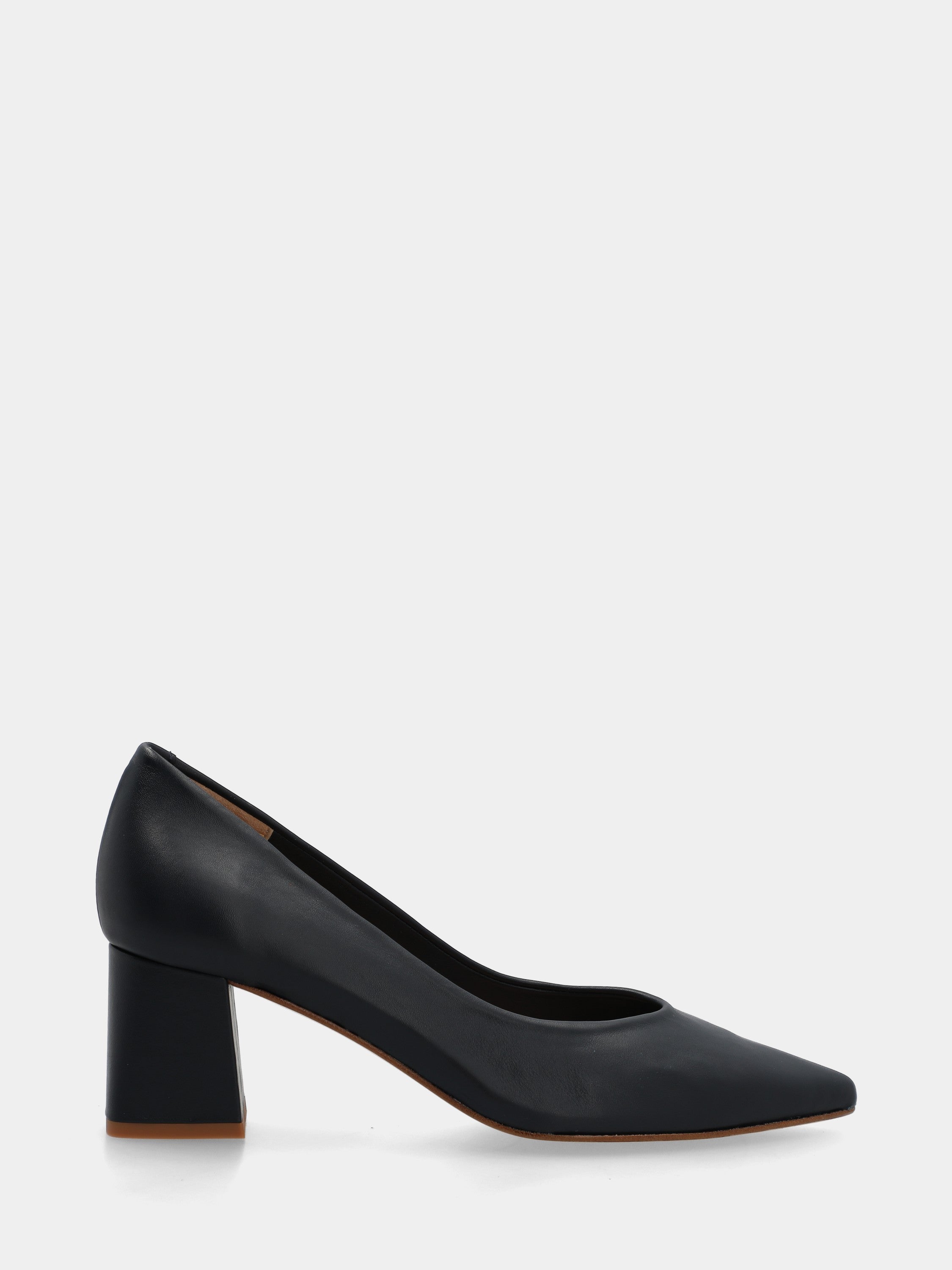 Blaue Nappaleder-Pumps mit Blockabsatz und spitz zulaufender Spitze