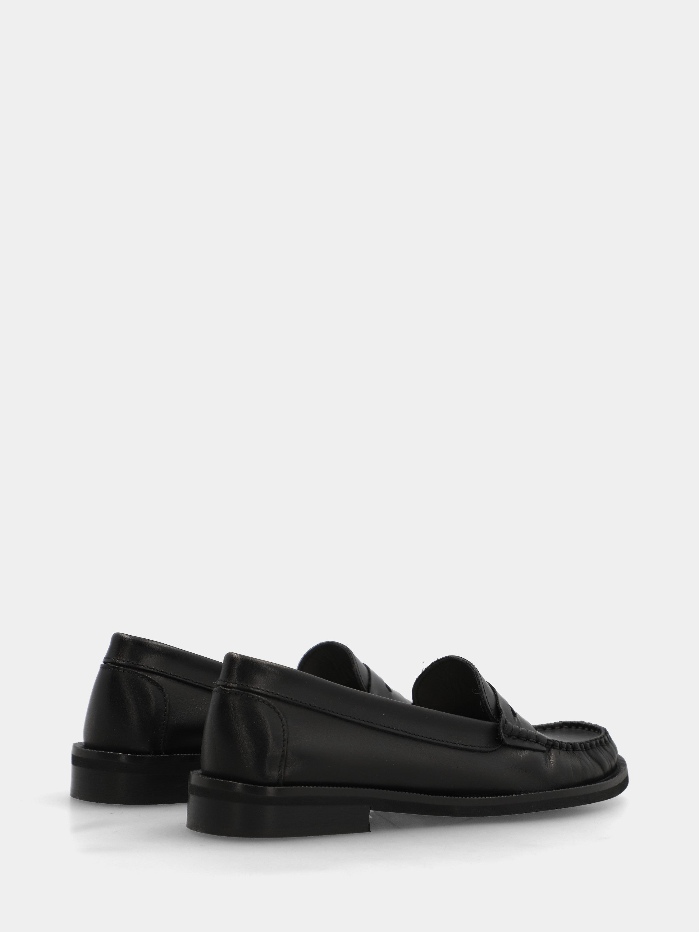 Mocassin en veau noir avec masque bouche de lion