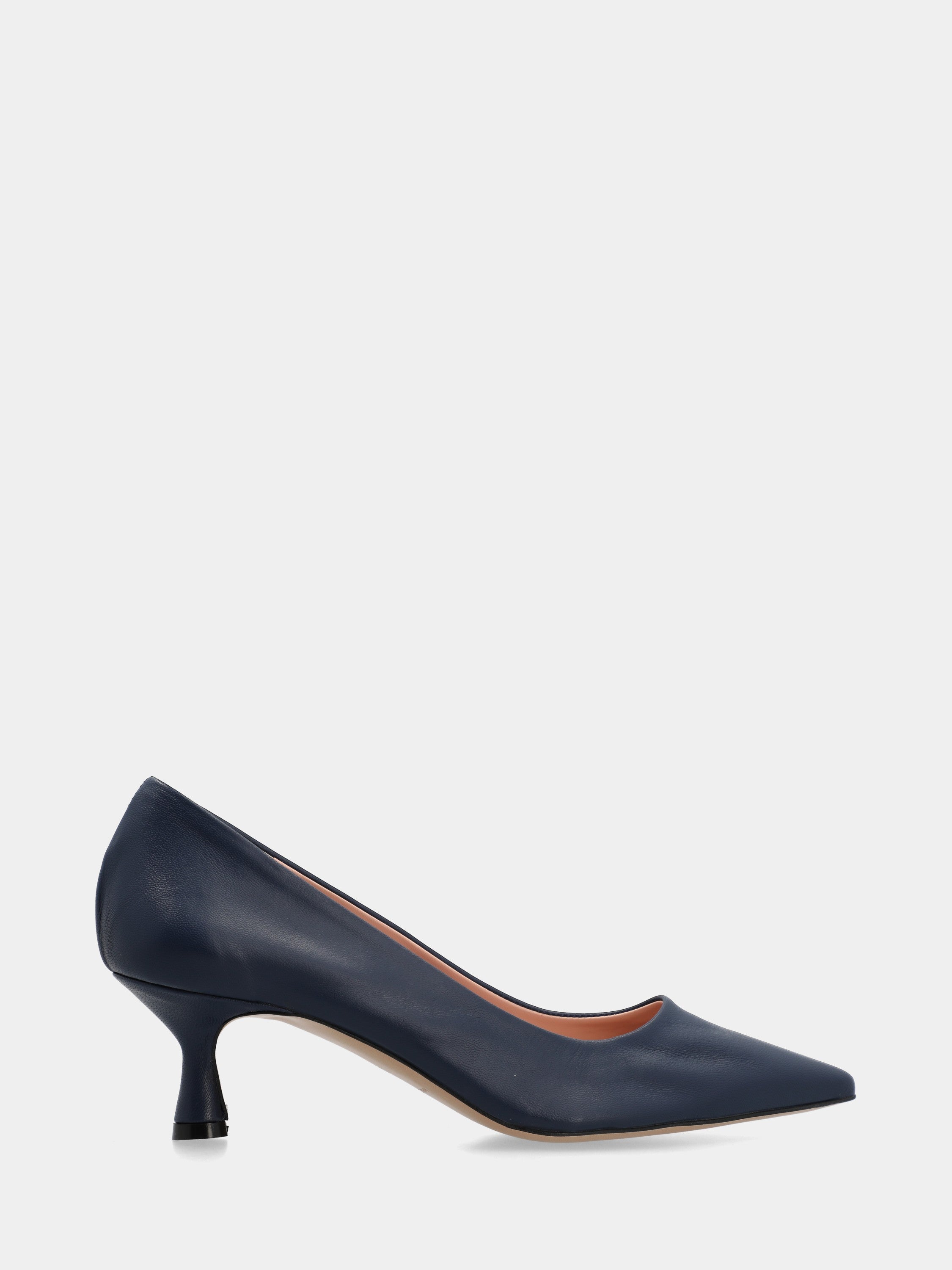 Escarpins en nappa bleu avec talon bobine effilé