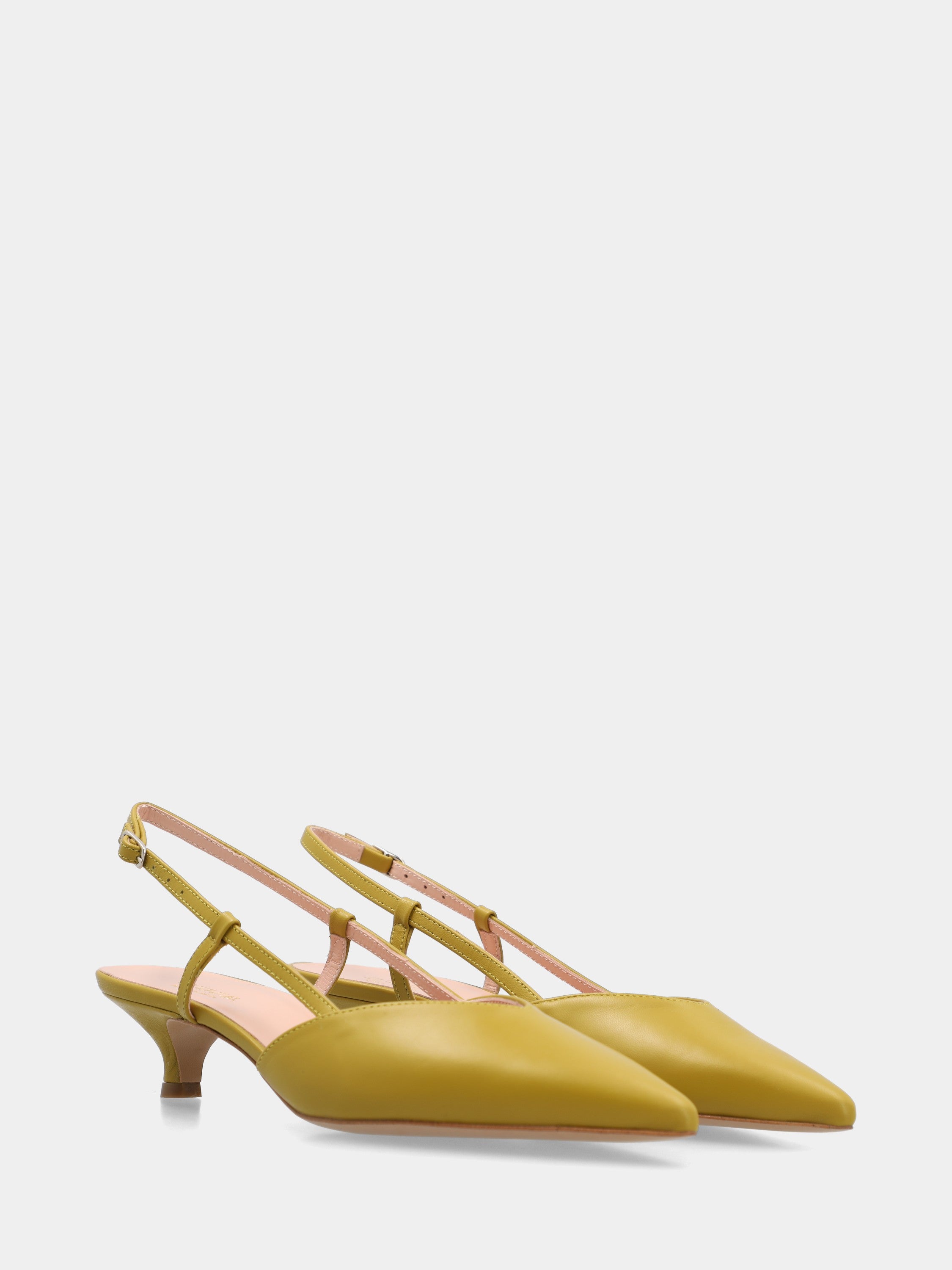 Lime calfskin slingback with 50mm tapered tail heel