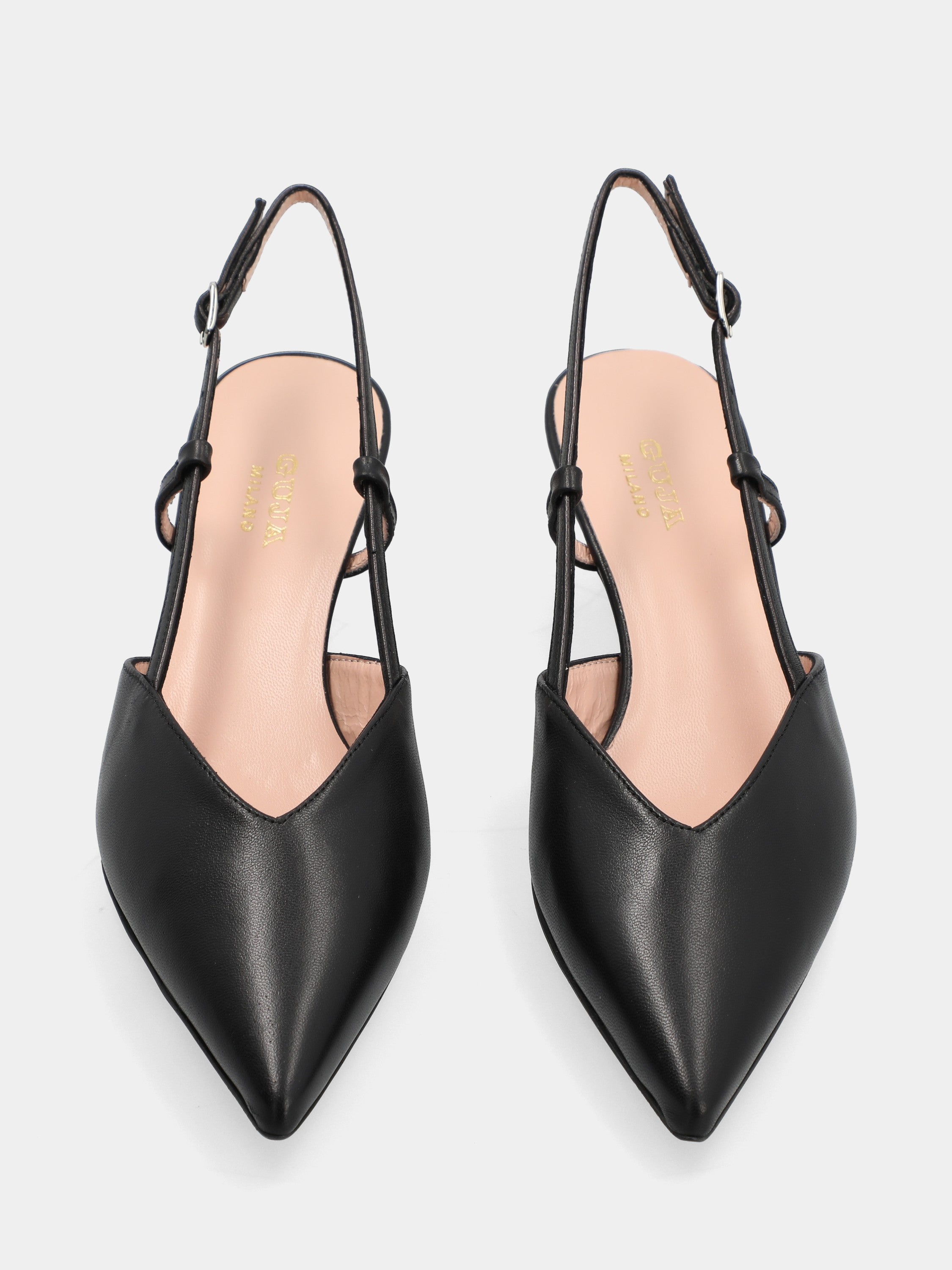 Slingback aus schwarzem Kalbsleder mit konischem 50-mm-Absatz