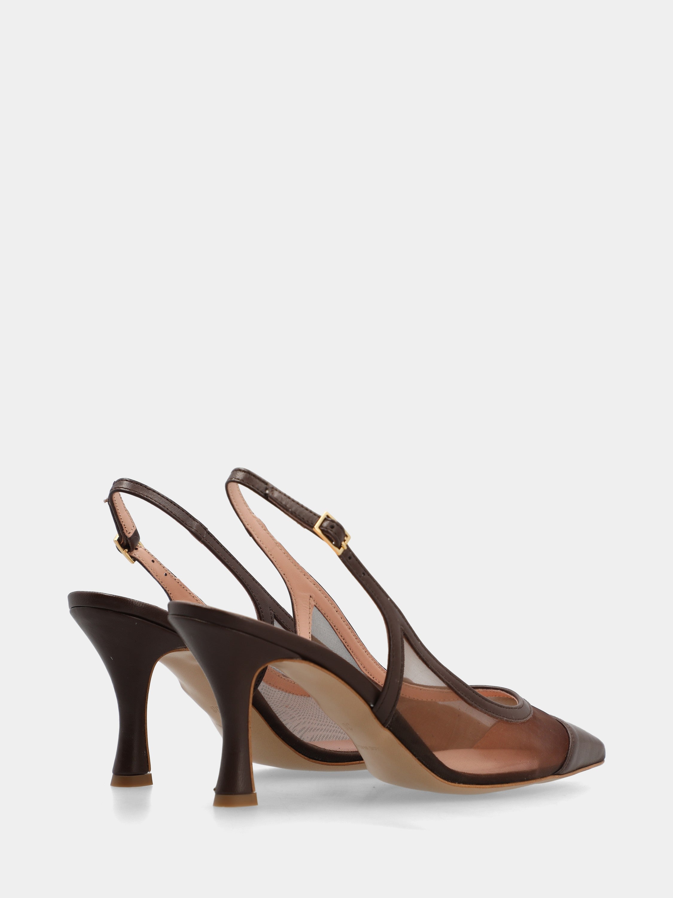 Slingback in nappa testa di moro con tacco incavato a coda