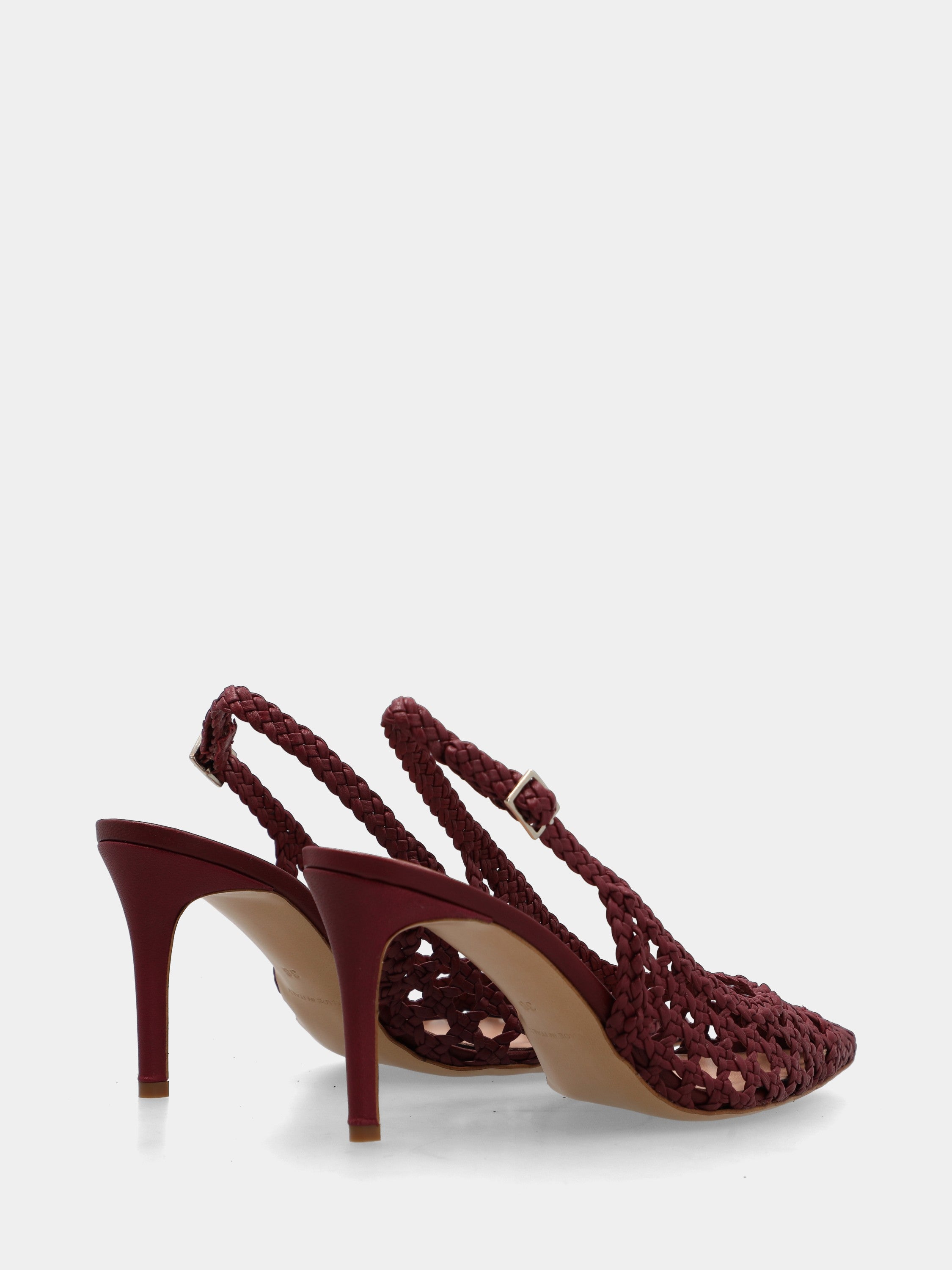 Bordeaux woven nappa slingback with hollow heel