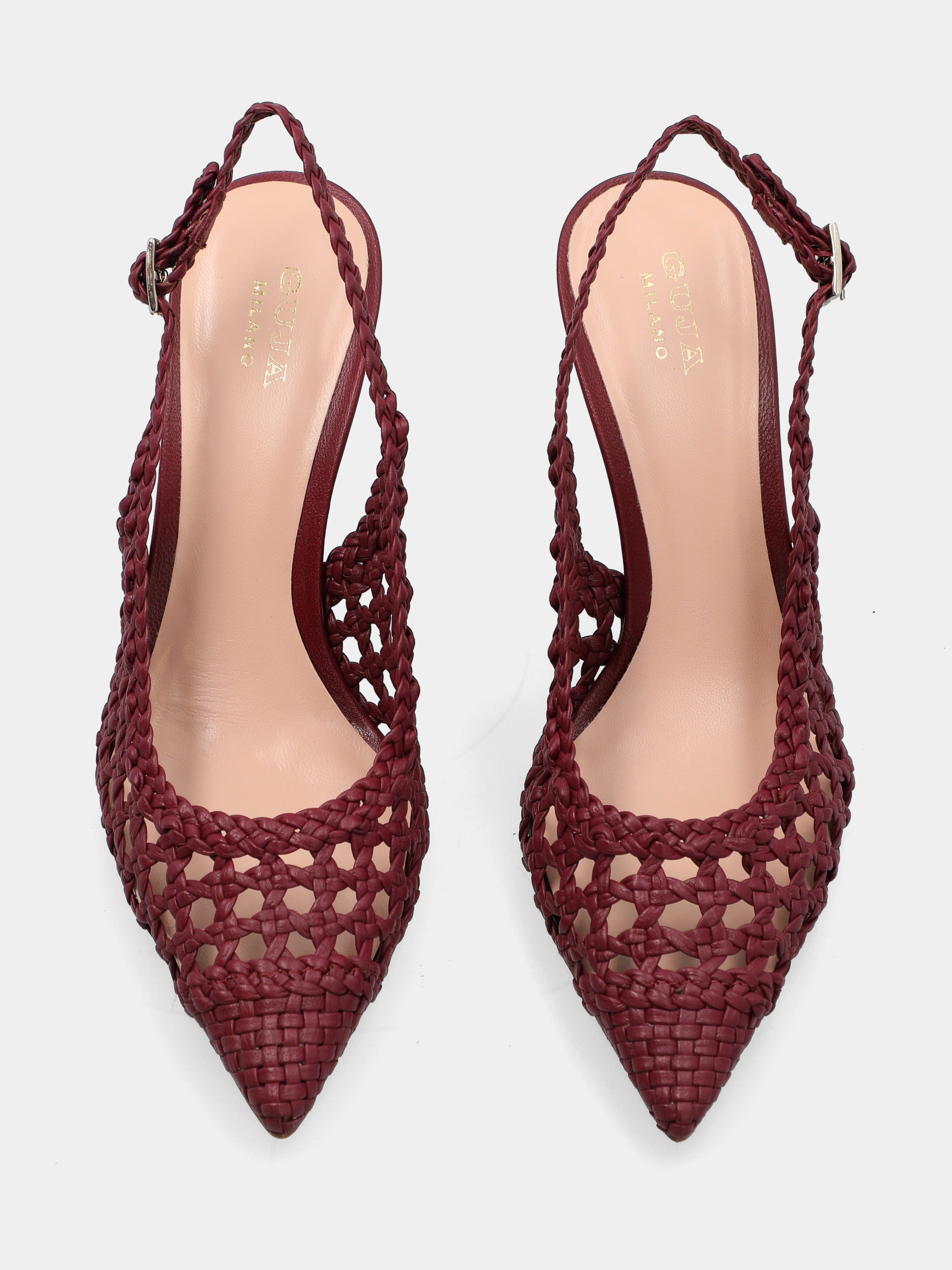 Bordeaux woven nappa slingback with hollow heel