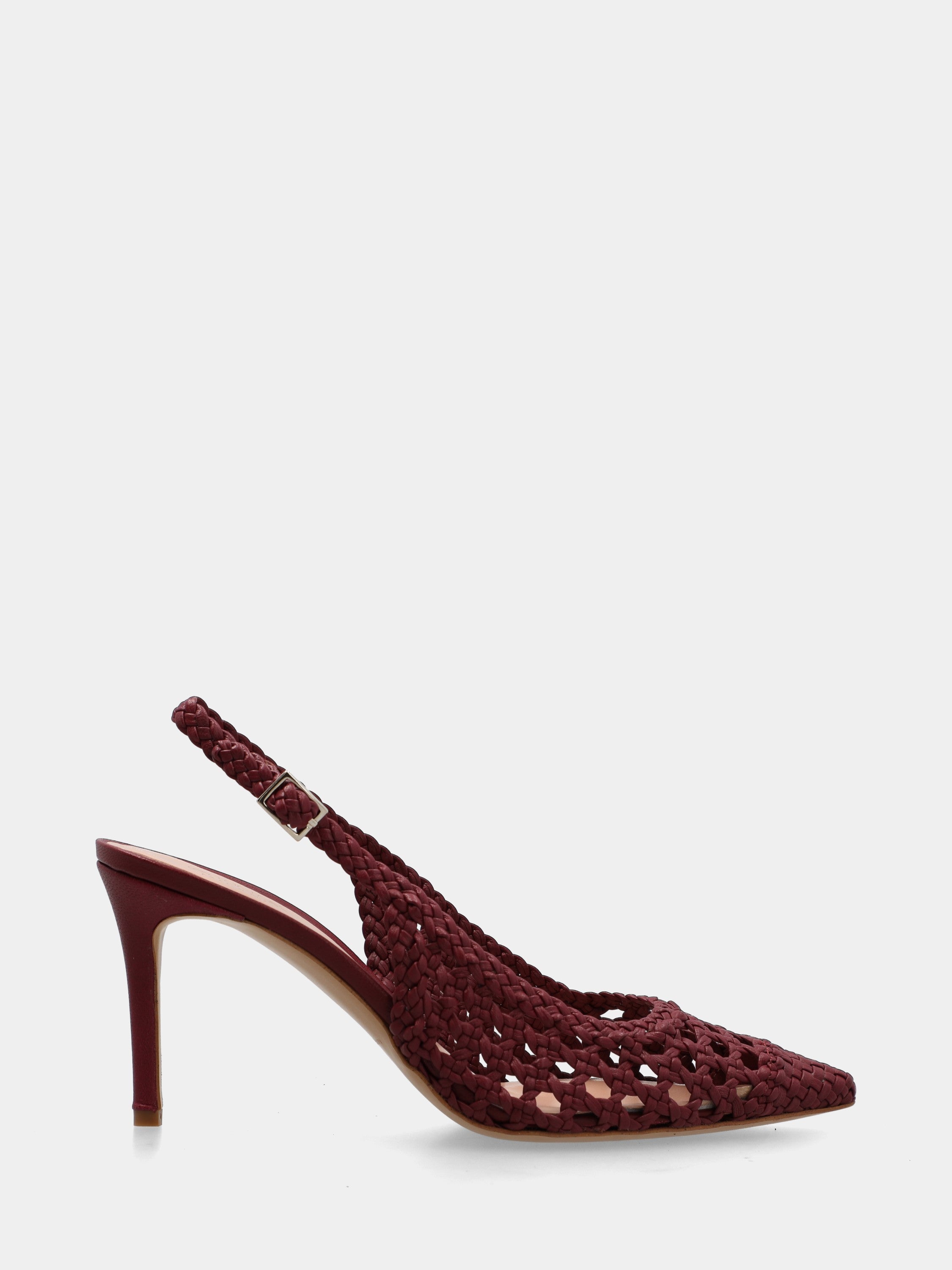 Bordeaux woven nappa slingback with hollow heel