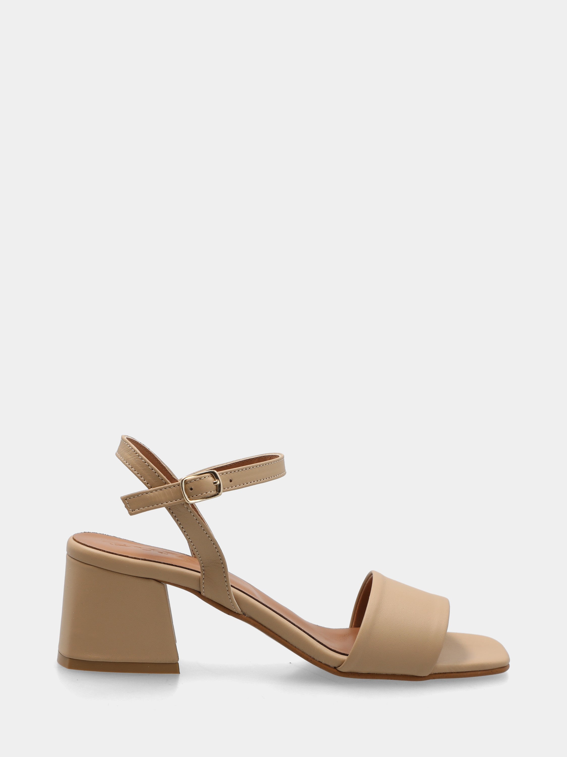 Sandalo in nappa beige con cinturino a pipetta