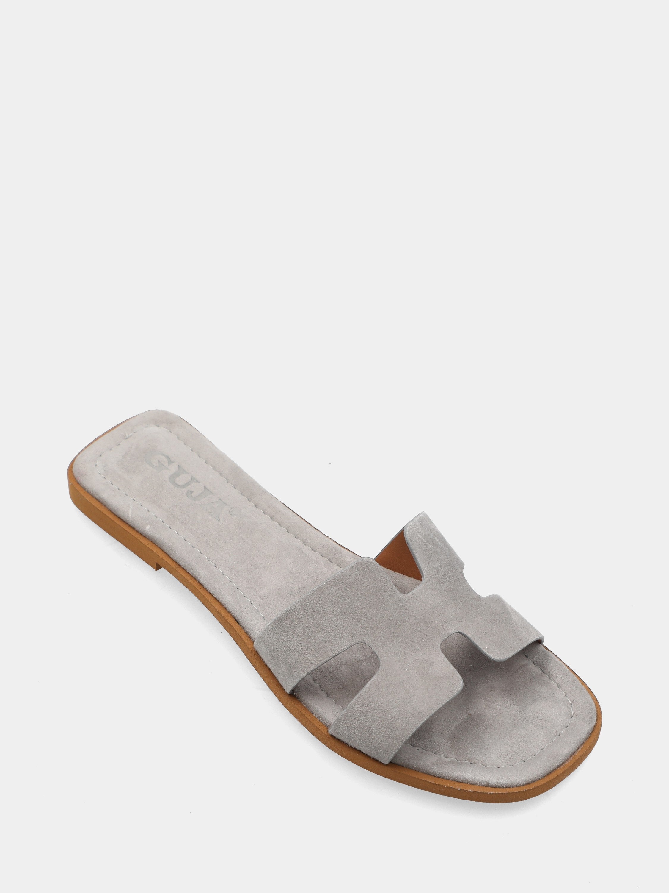 Ciabattina in camoscio grigio con fascia a ics