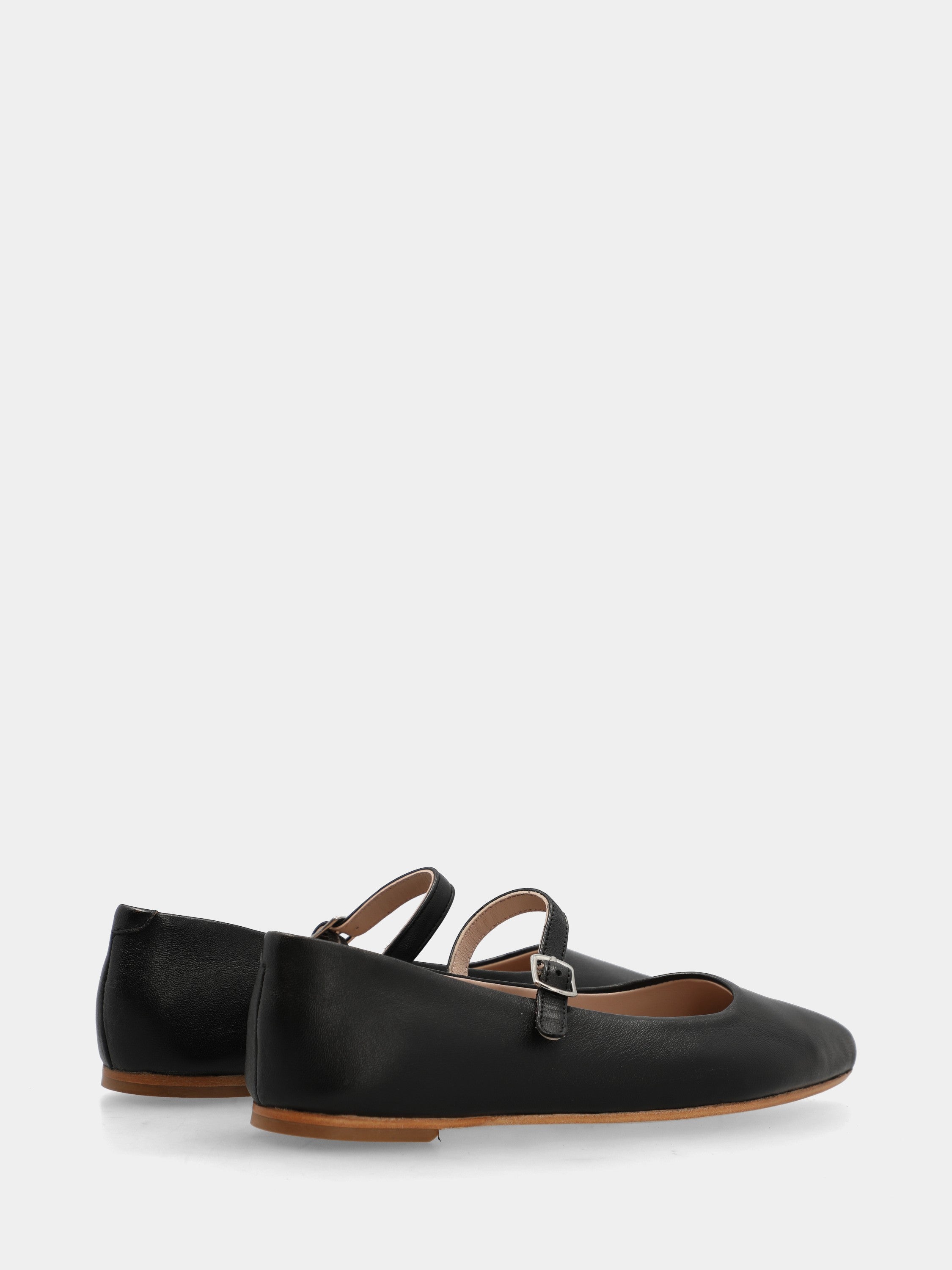 Ballerina in nappa nera con cinturino mary jane