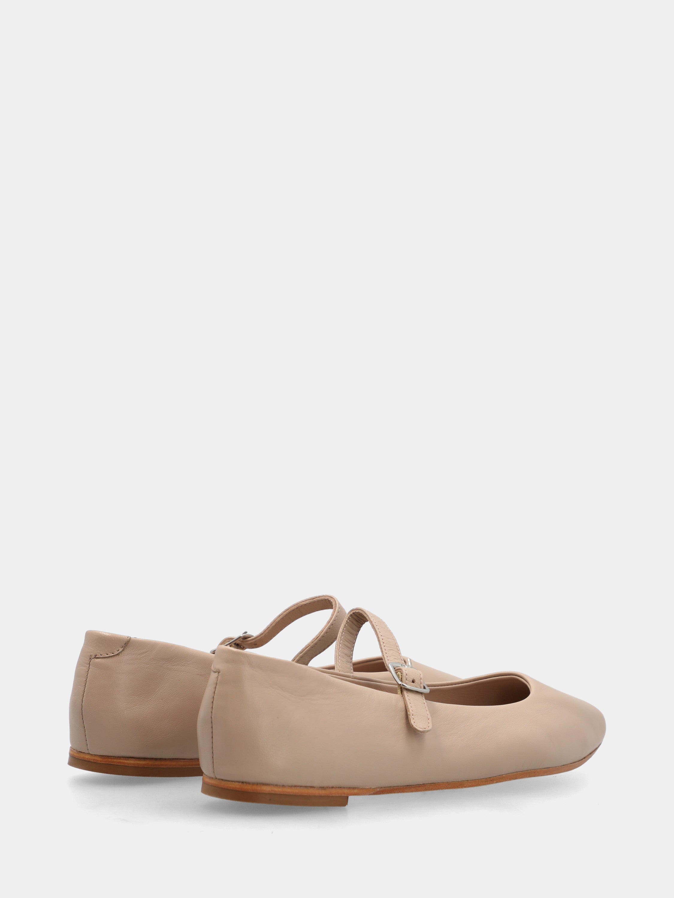 Ballerina in nappa beige con cinturino mary jane