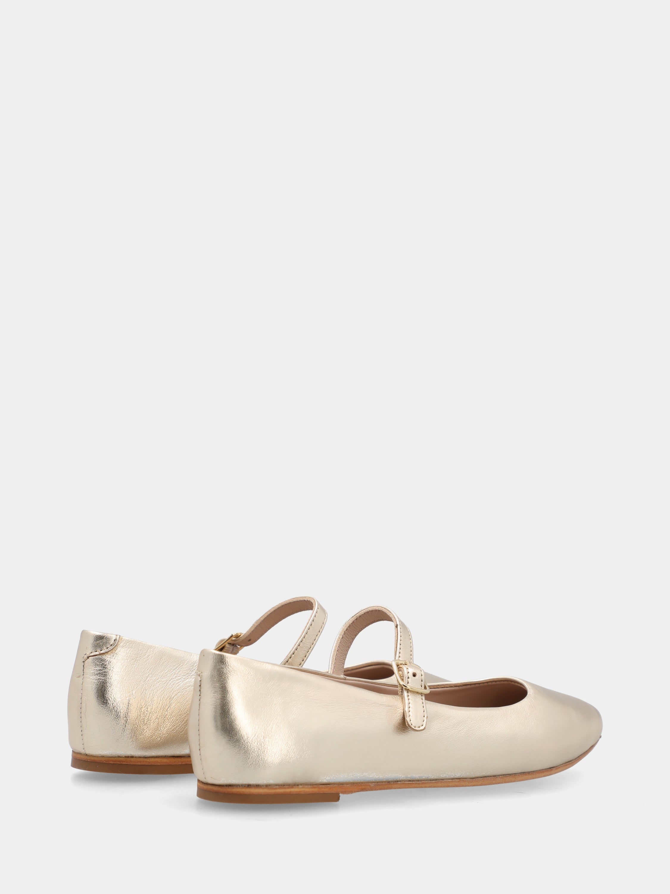 Ballerina in laminato platino con cinturino mary jane