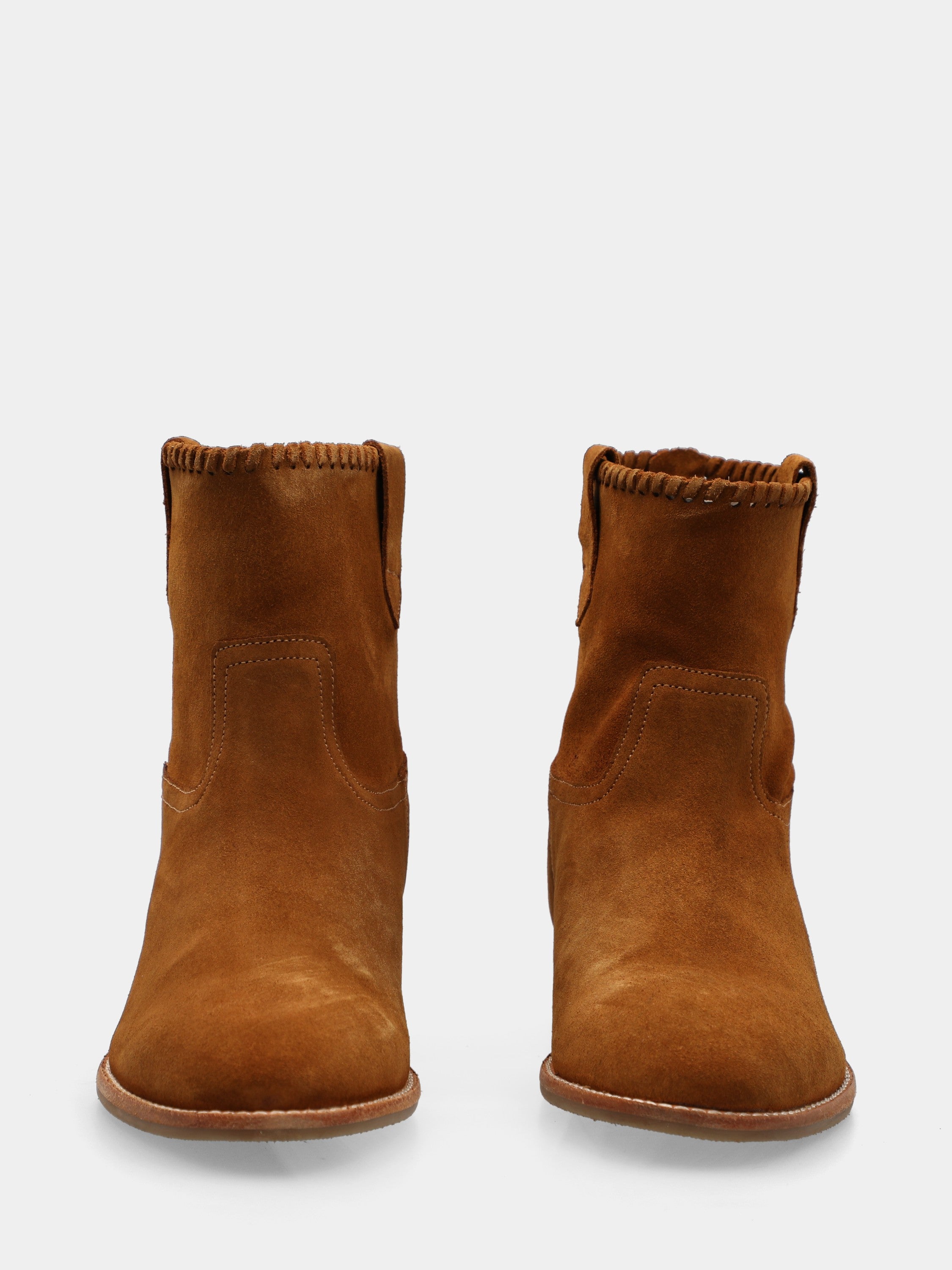Stivaletto in velour marrone con zeppa interna