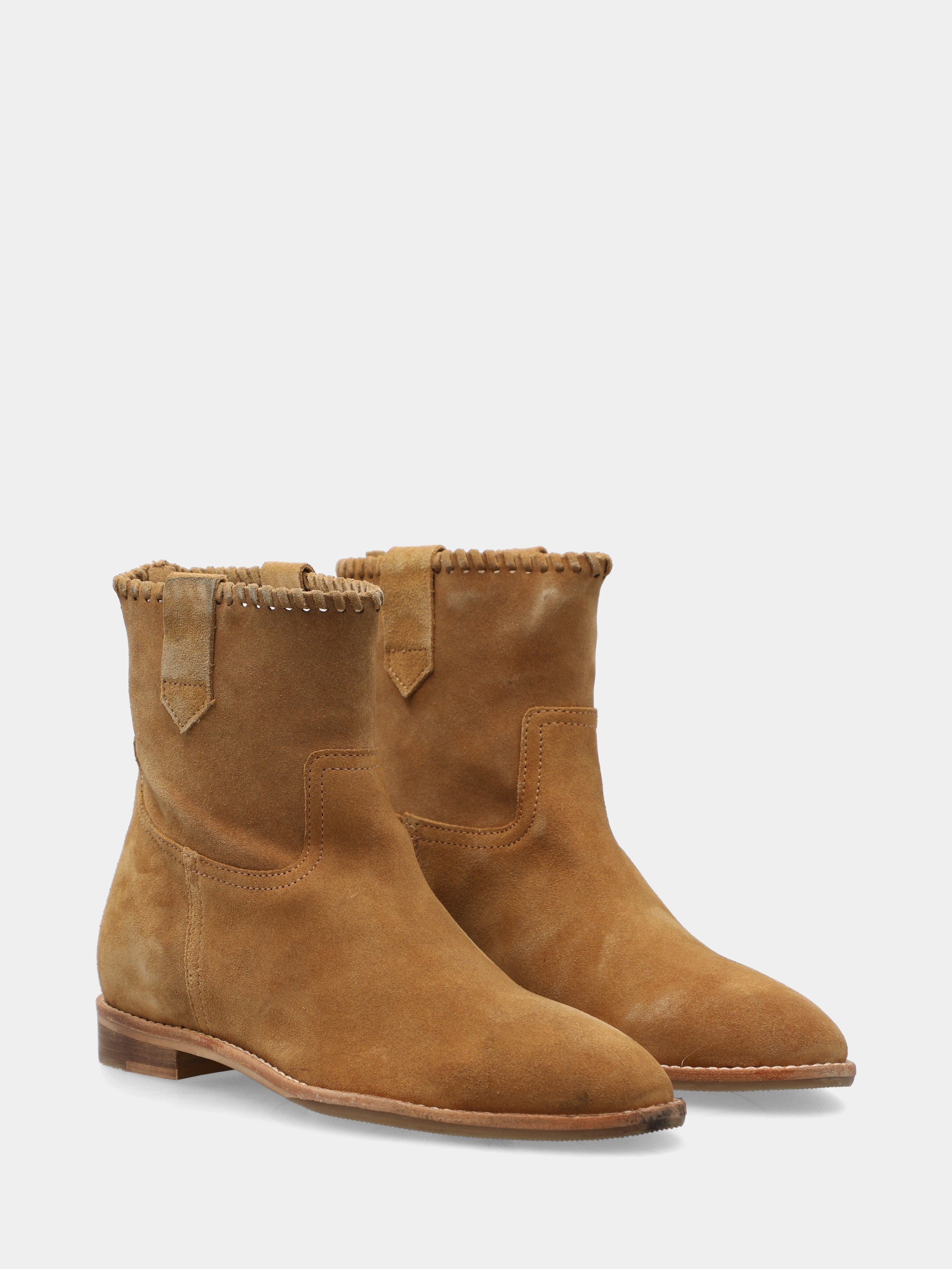 Stivaletto in velour beige con zeppa interna