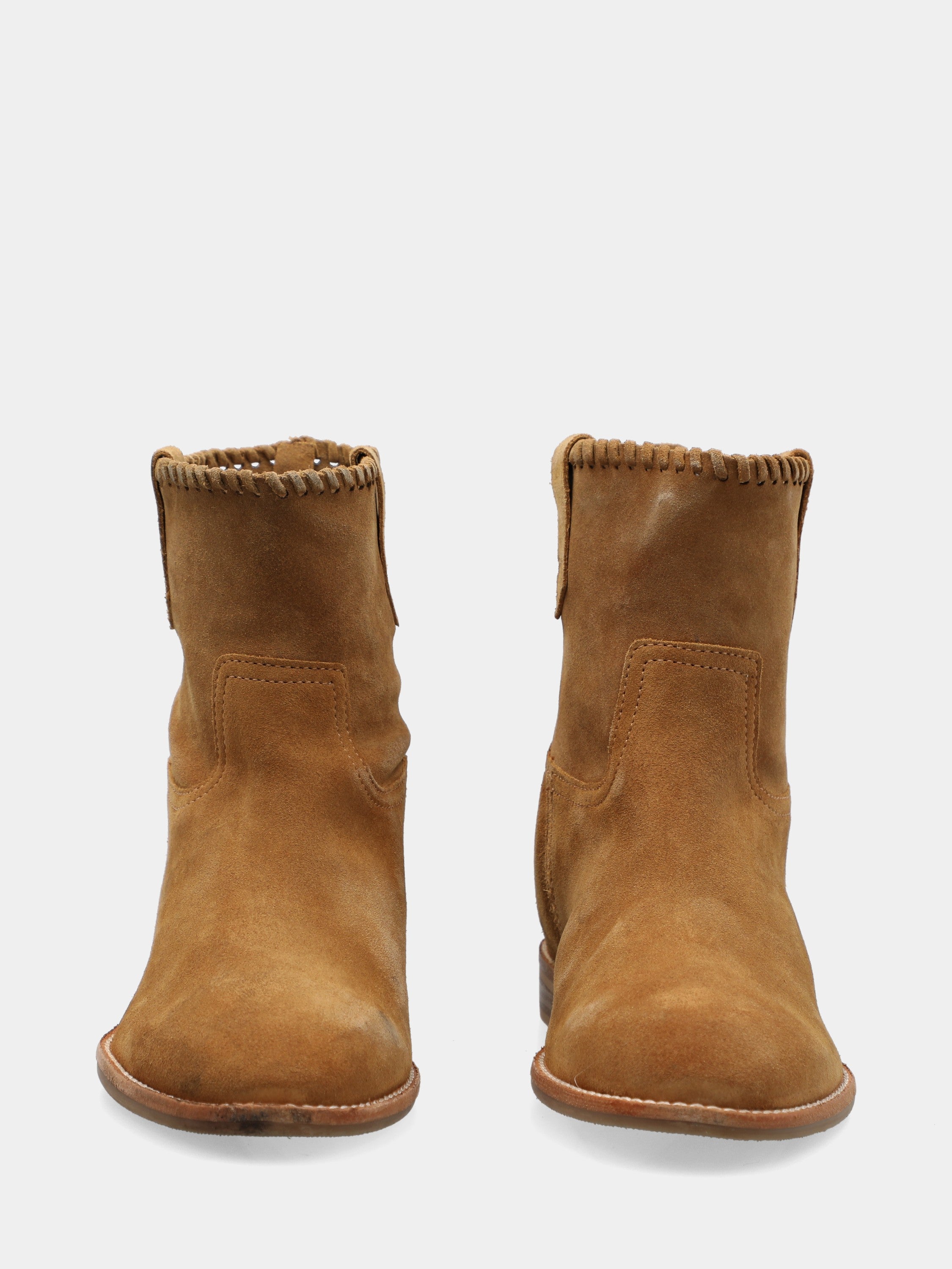 Stivaletto in velour beige con zeppa interna