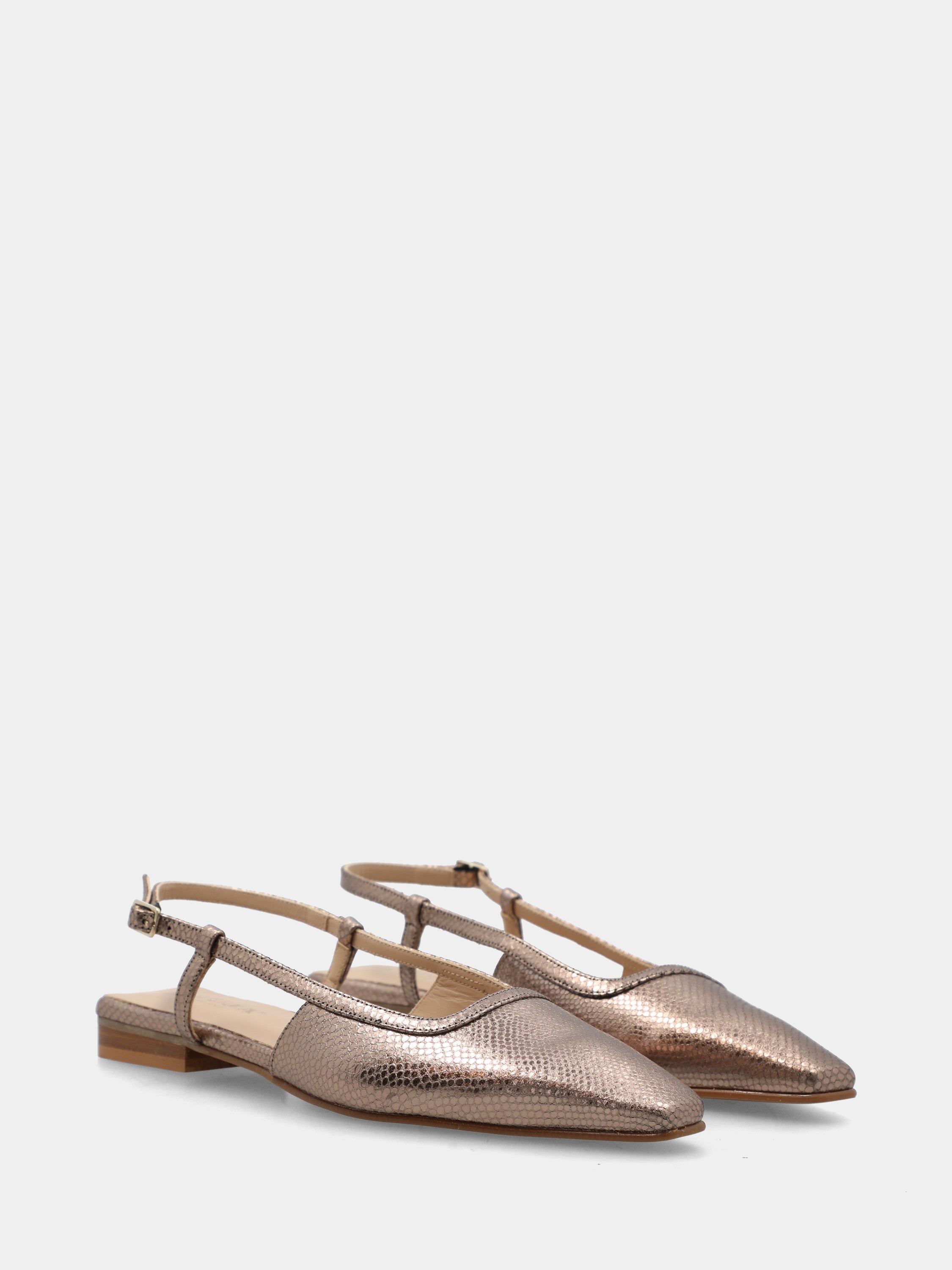 Slingback in laminato beige con stampa pitone