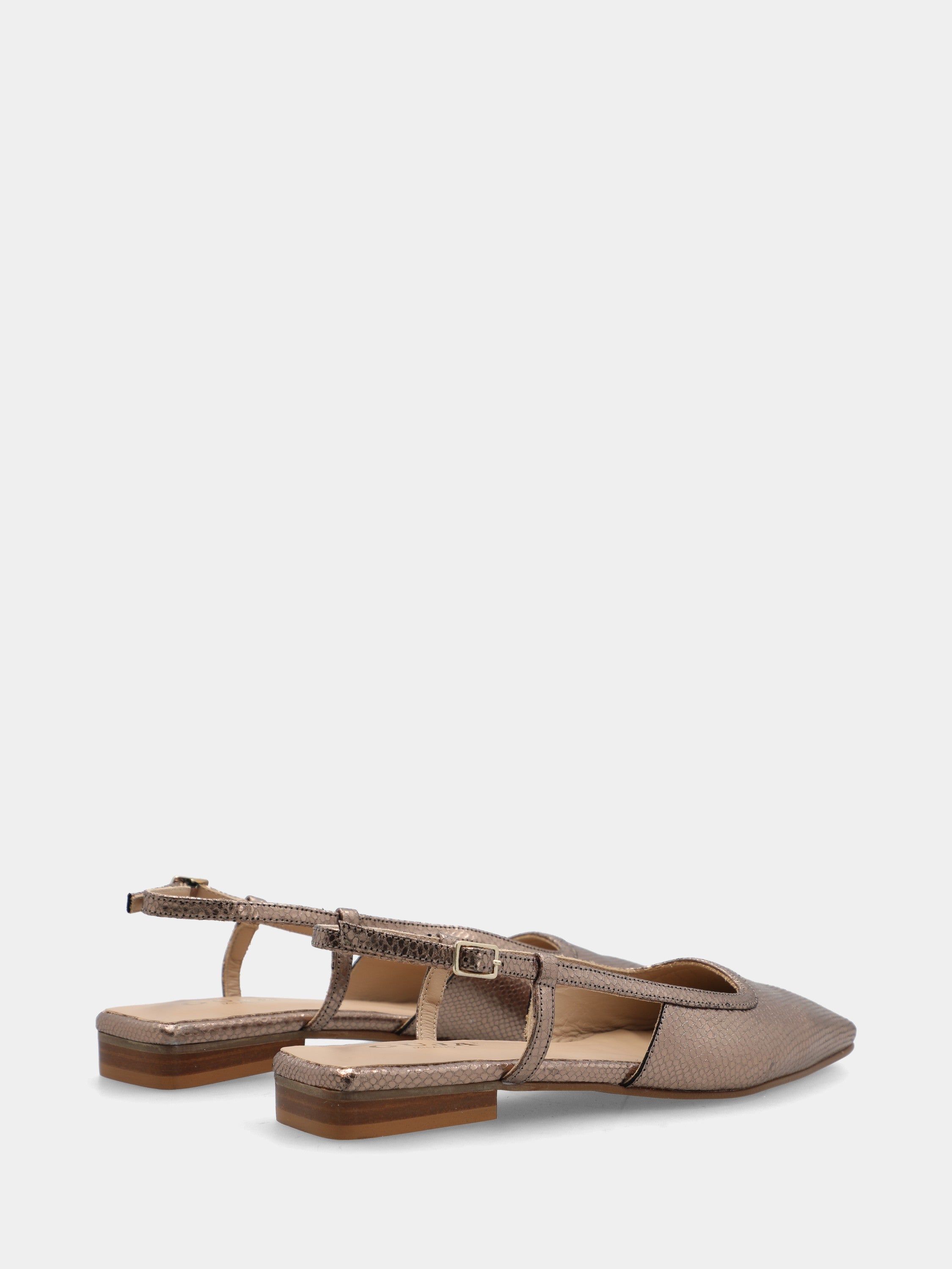 Slingback in laminato beige con stampa pitone