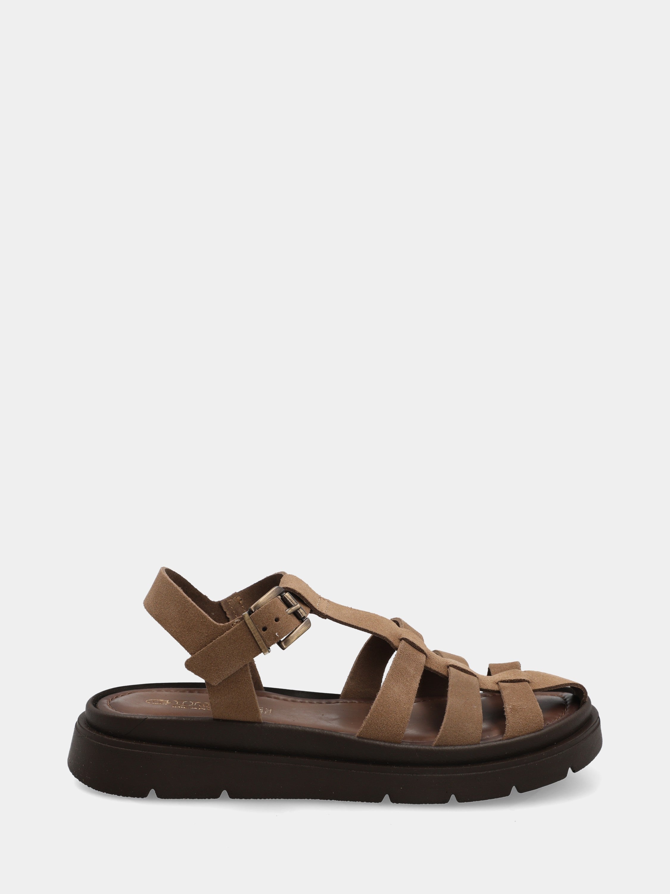 Sandalo in crosta beige con zeppa