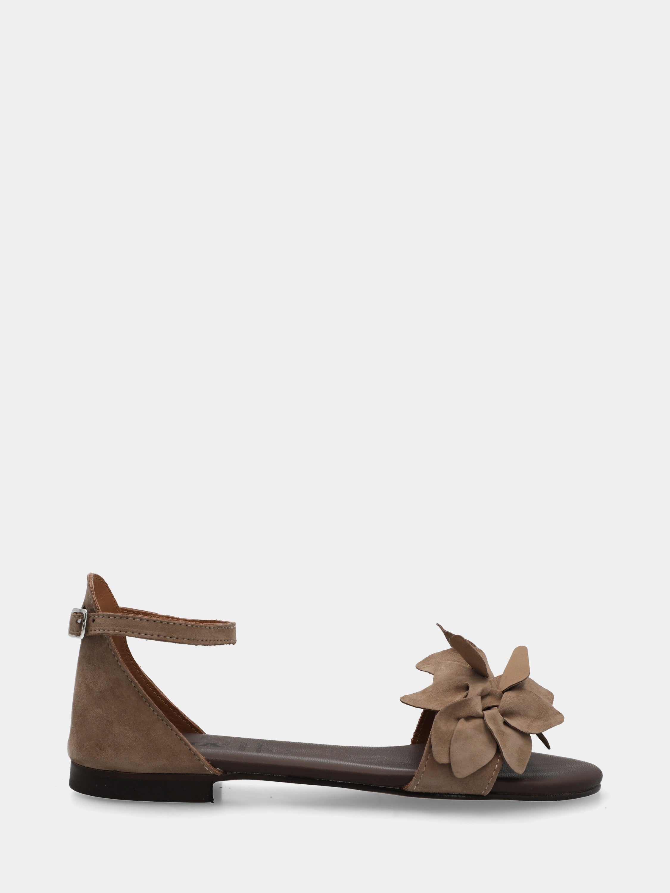 Sandalo in camoscio beige con petali sulla fascetta