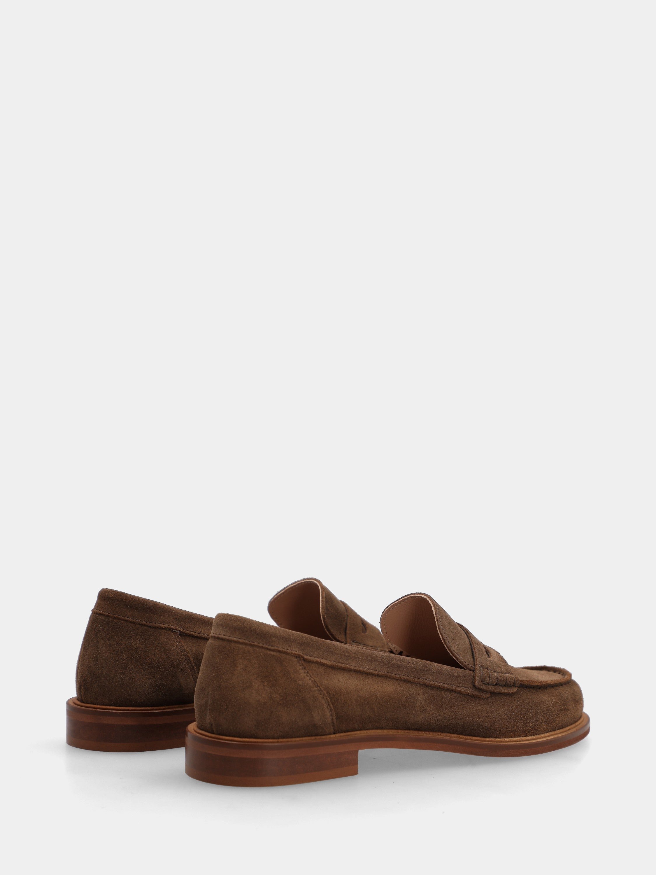 Mocassin en suède marron foncé avec masque en forme de bouche de lion