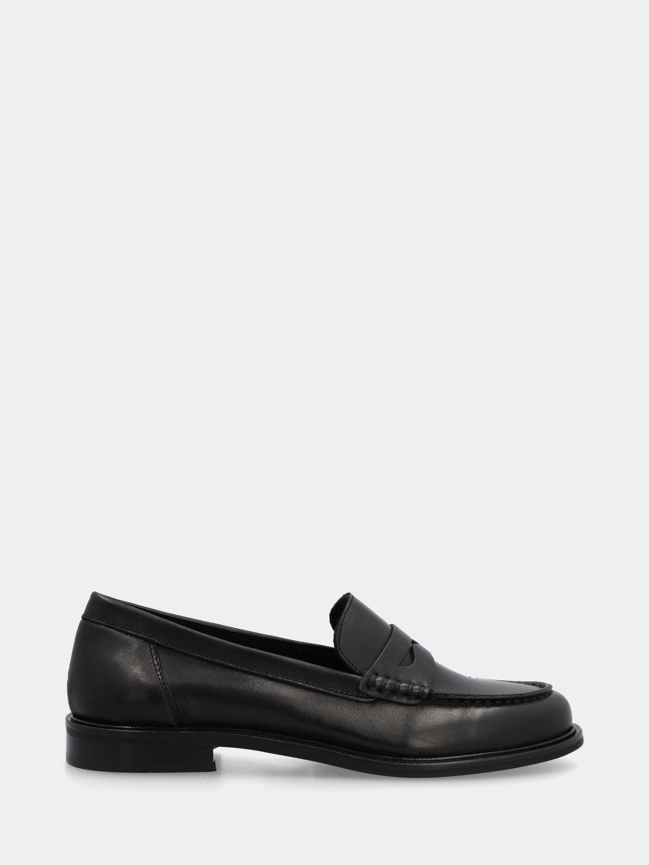 Black calf leather loafer with lion's mouth mask detail