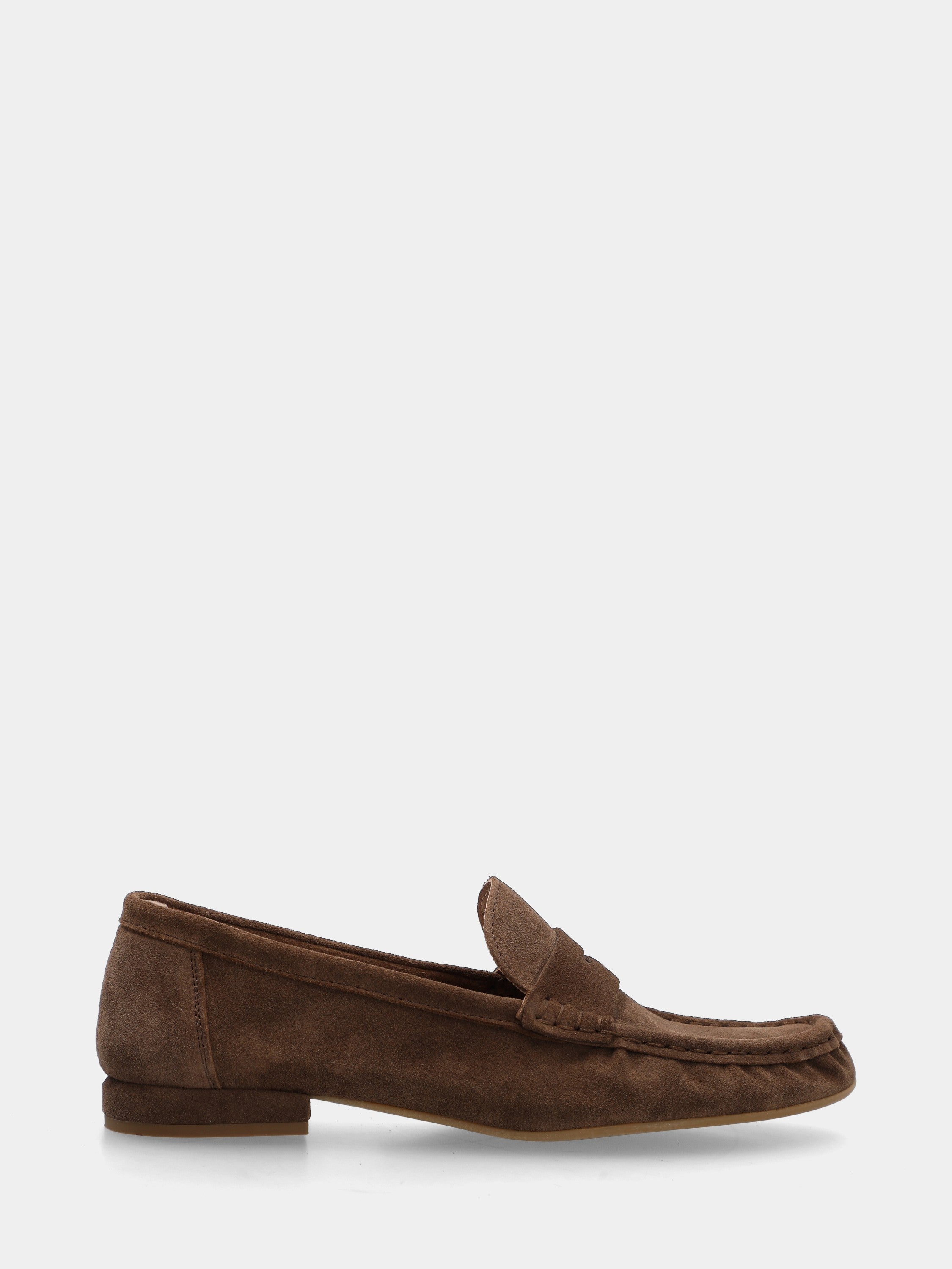 Leather moccasin in dark brown with lion mouth mask